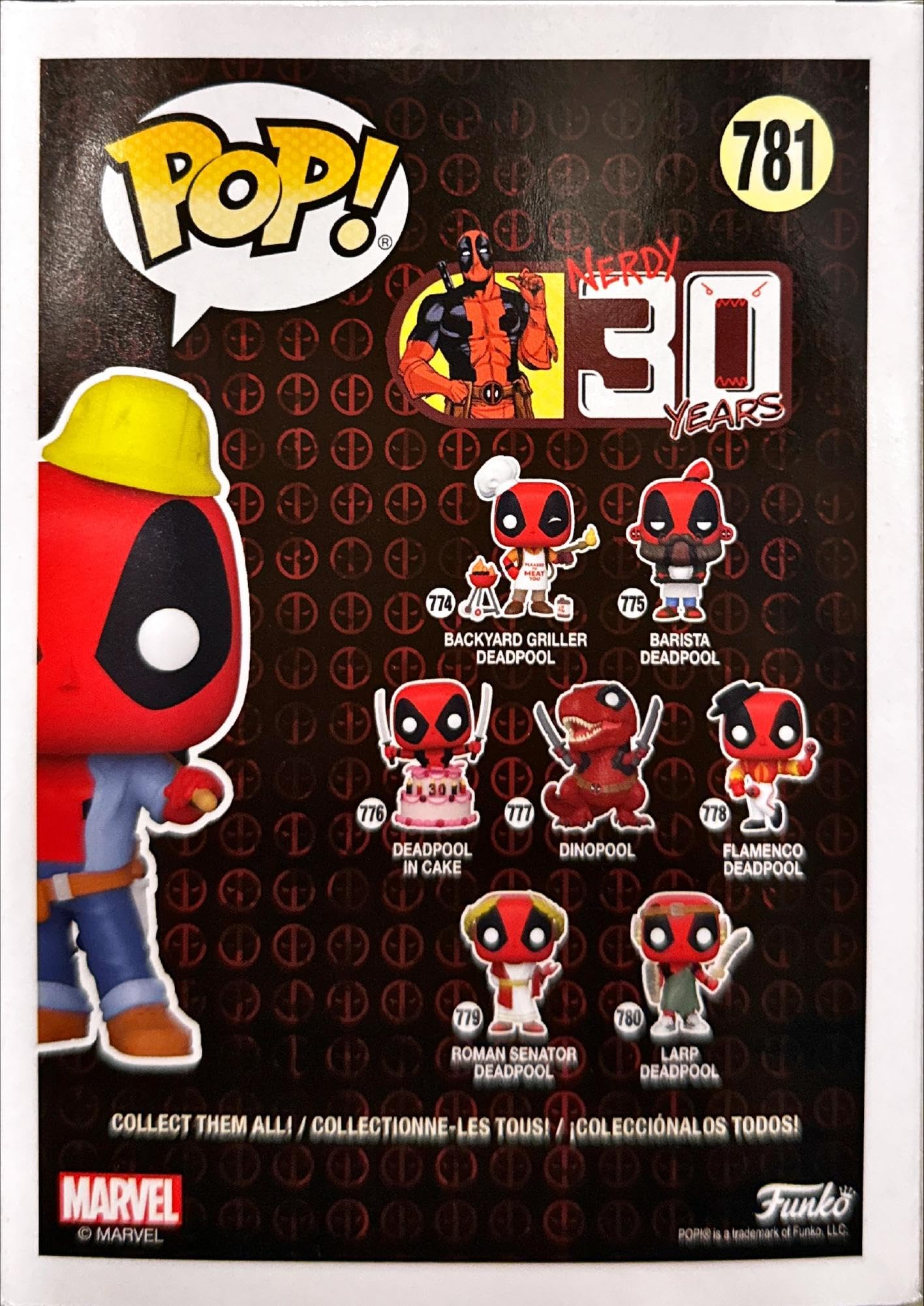 Funko Pop! Marvel 30th Anniversary #781 Construction Worker Deadpool 54688