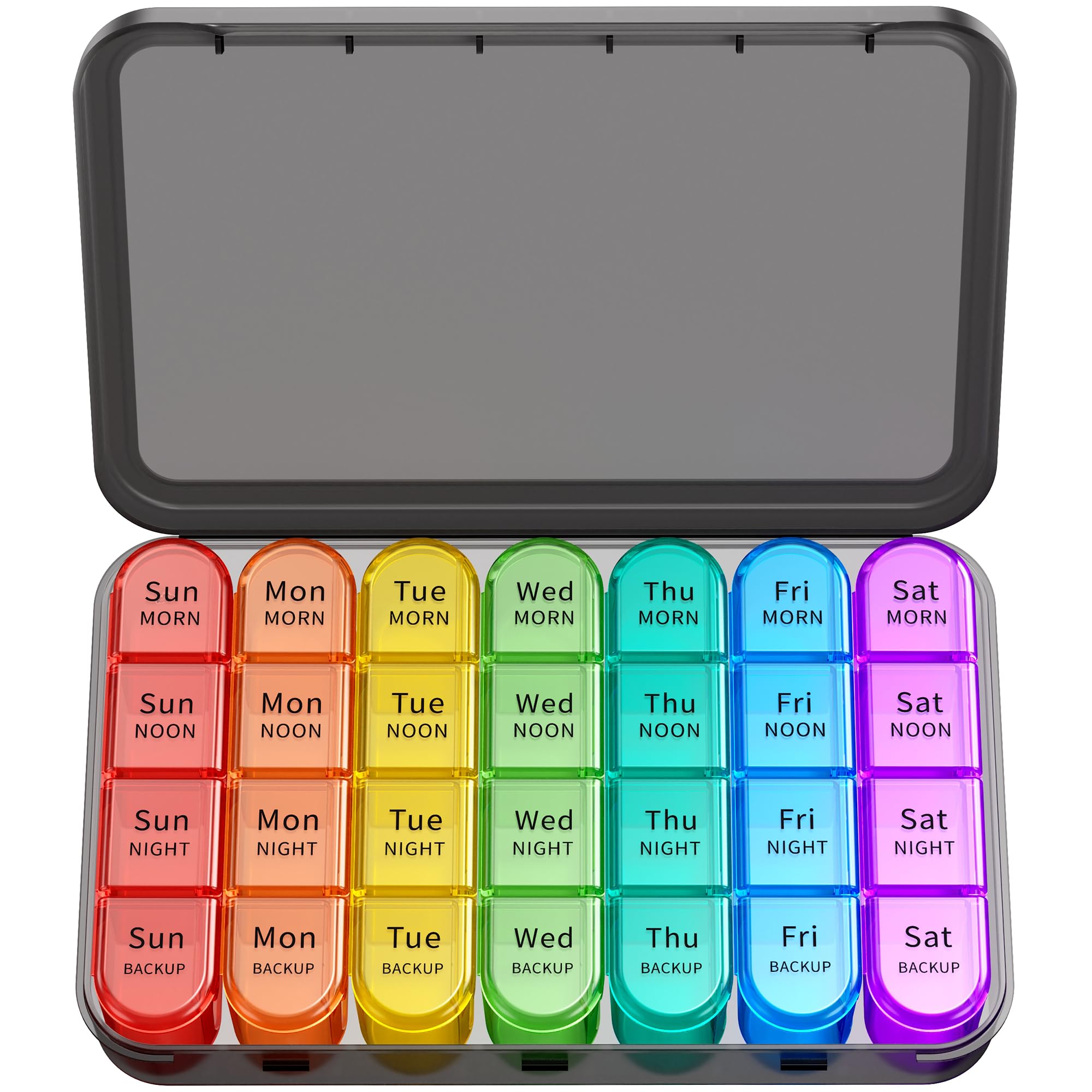 Zoolion Pill Box 4 Times a Day, 7 Days Pill Organiser Box with 28 Compartments, Weekly Pill Case for Morning Noon Evening and Bed Time