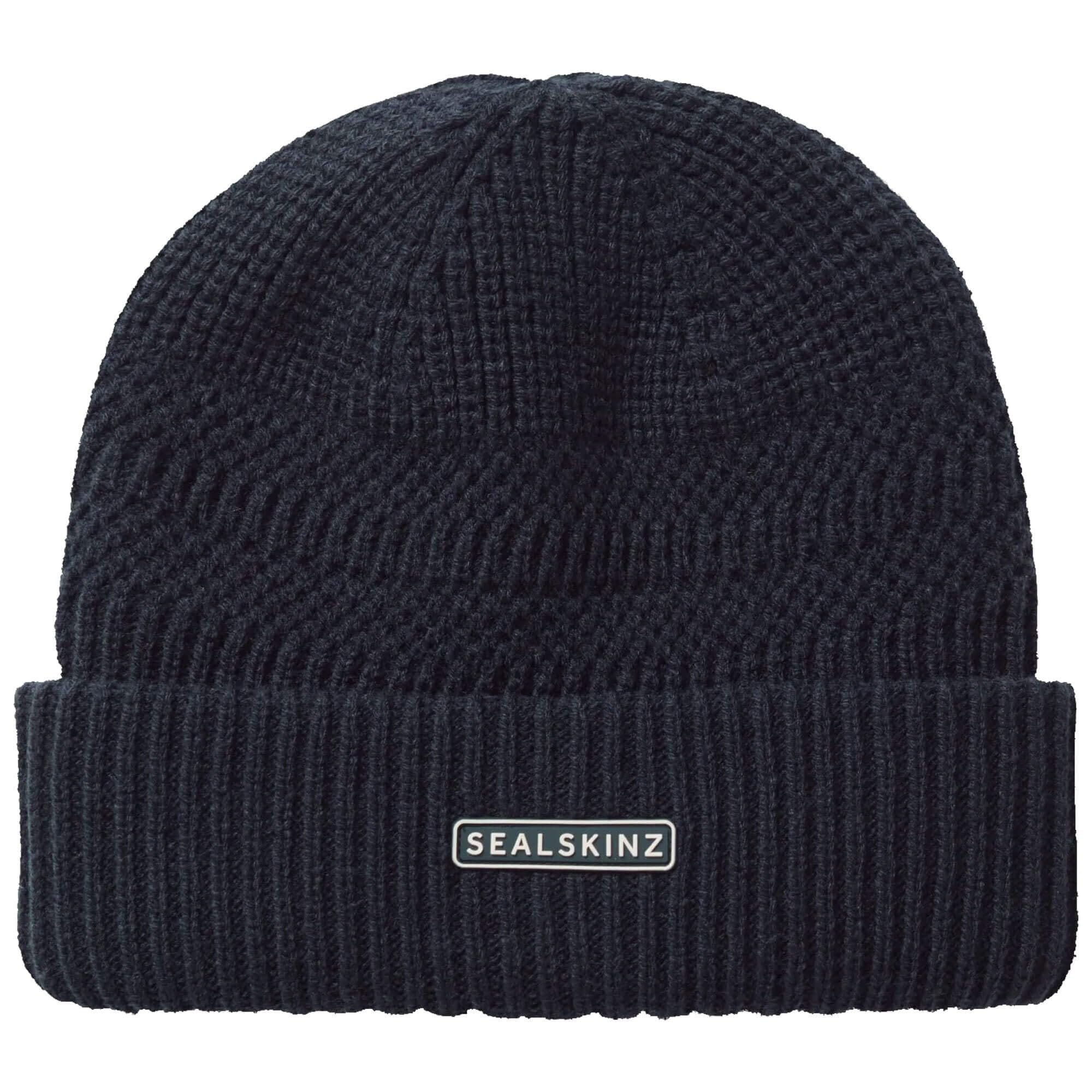 SEALSKINZ Gressenhall Waterproof Cold Weather Textured Stripe Roll Cuff Beanie Navy