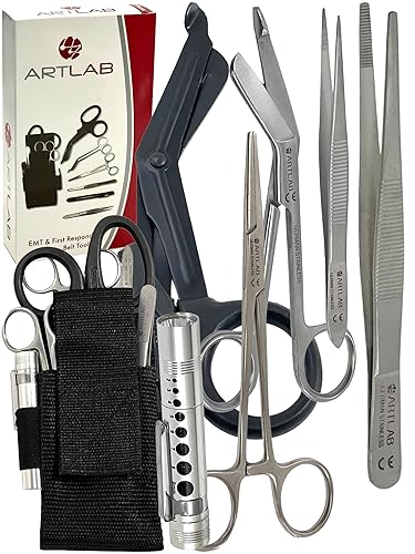 Miniatura 4 de Artlab - Juego de 6 herramientas EMT y First Responder bolsa de cinturón de nailon ajustable, equipo de primeros auxilios de primera calidad tijeras
