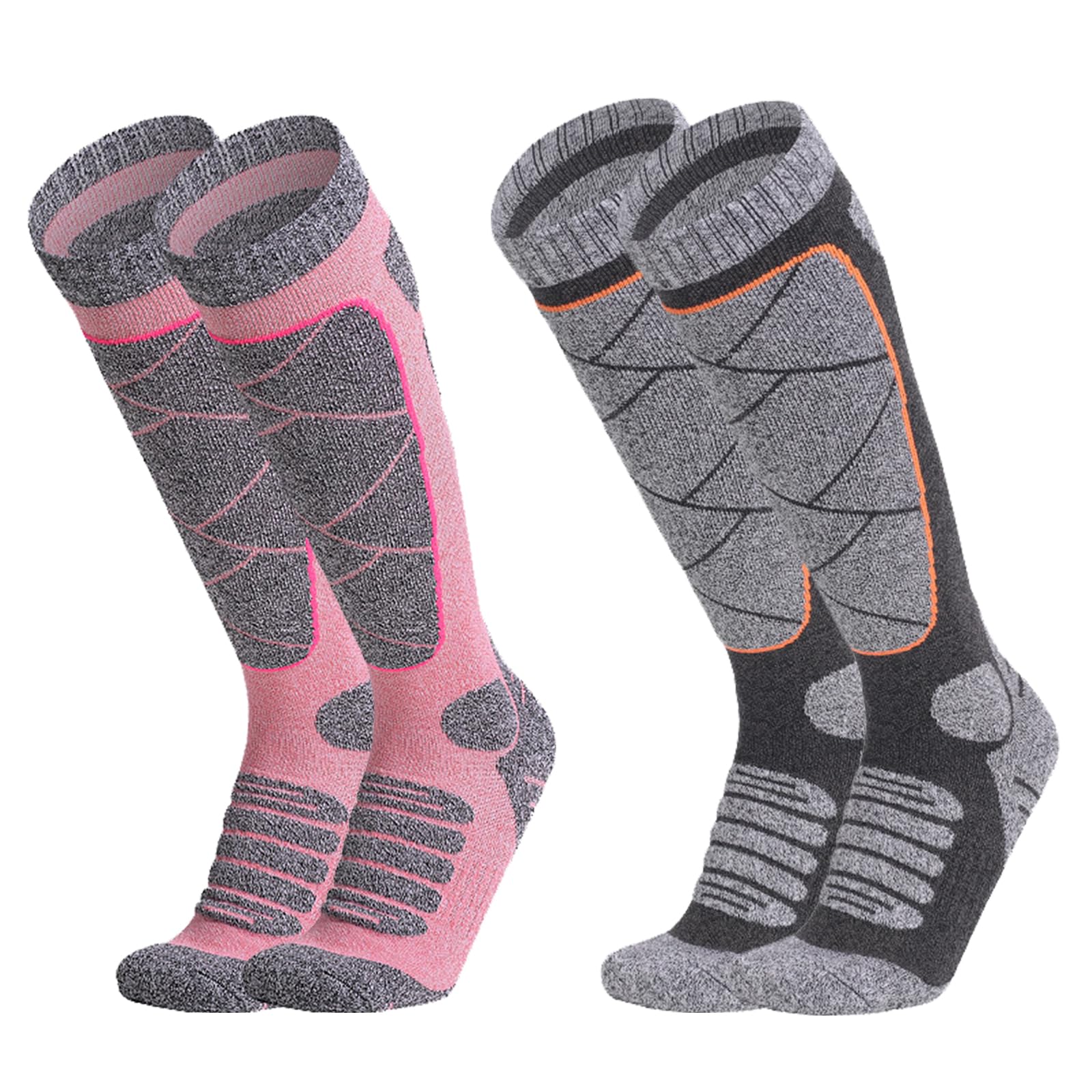 EOAMGO Women's Ski Socks (UK 4–7, 2 Pairs)