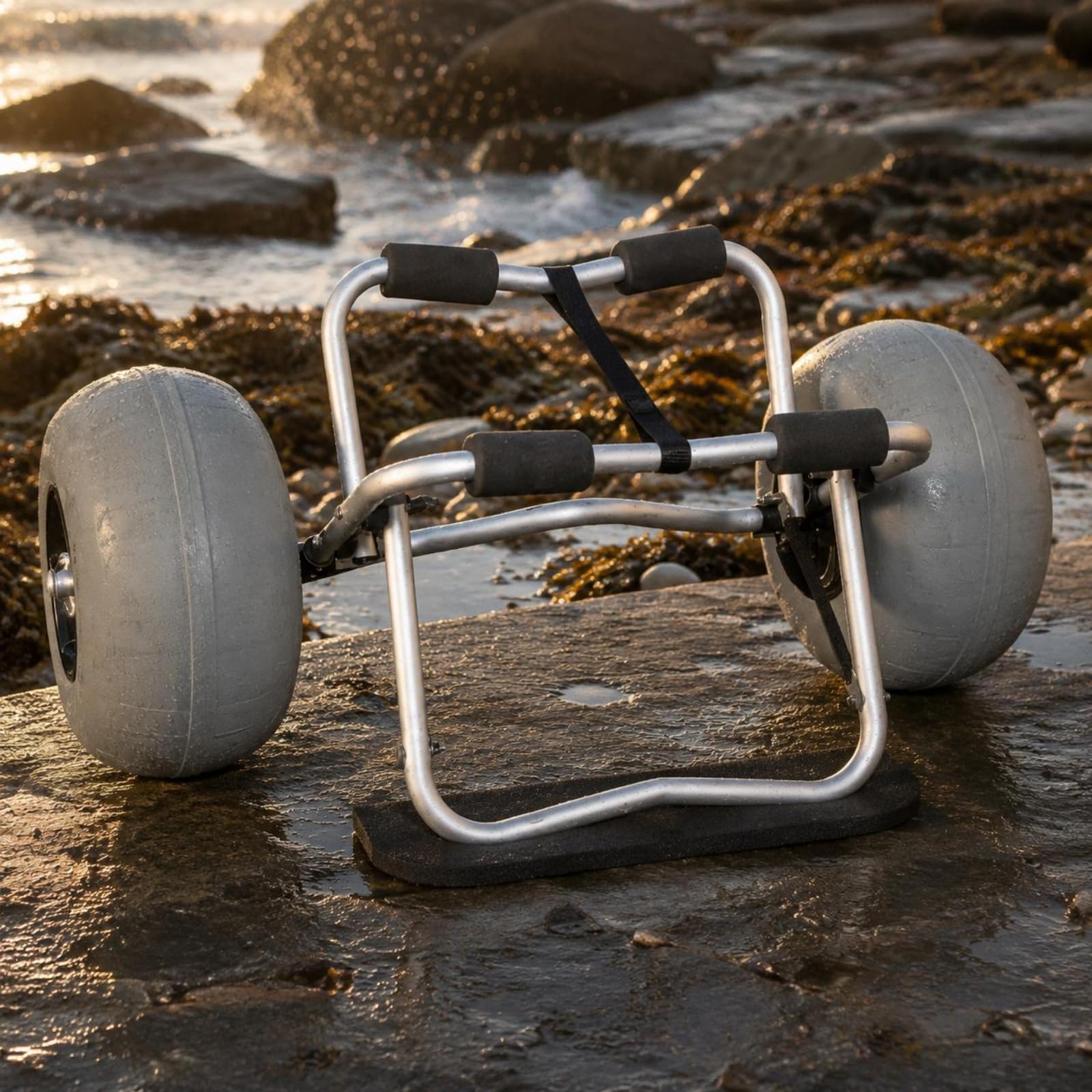 Carrello Kayak con Ruote Facile da Trasportare Carrello Porta Canoa Utilizzo su Sabbia e Ciottoli Attrezzatura Sportiva per Spiaggia, Mare, Molo, Y02011C, S