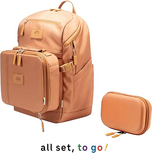 Miniatura 6 de uninni Mochila infantil de 16 pulgadas para niñas y niños a partir de 6 años con correas ajustables para el hombro, Marrón, Moderno