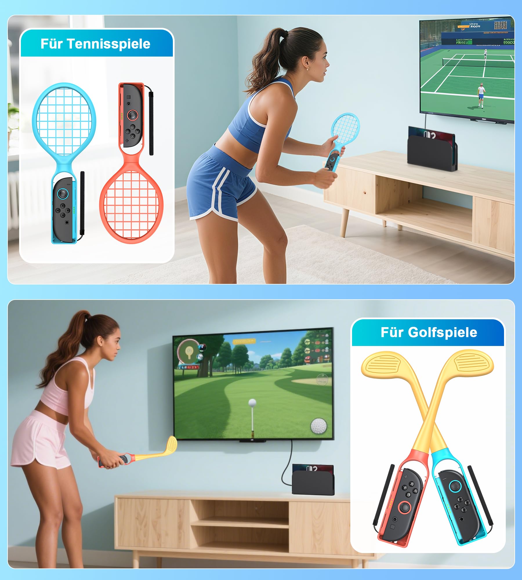 15 in 1 Switch 2 Sport Zubehör Set für Nintendo Switch 2, Familienparty Paket Sportspiele Zubehör, Aufbewahrung für Switch 2 Sport Spiel Organizer, 15 Stück(nur für Switch 2)