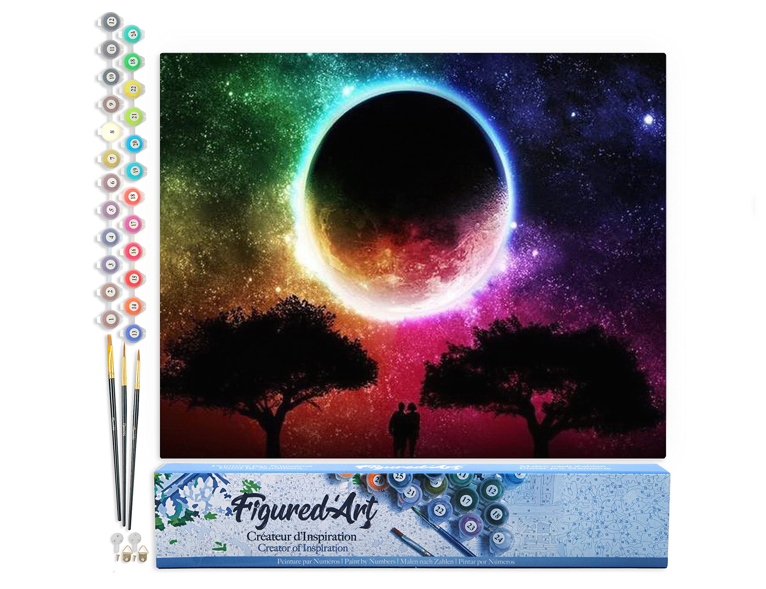 Figured'Art Paint by Numbers for Adults Moon Colours 40x50cm - Craft Art Painting DIY Kit Rolled Canvas Without Frame — image 1