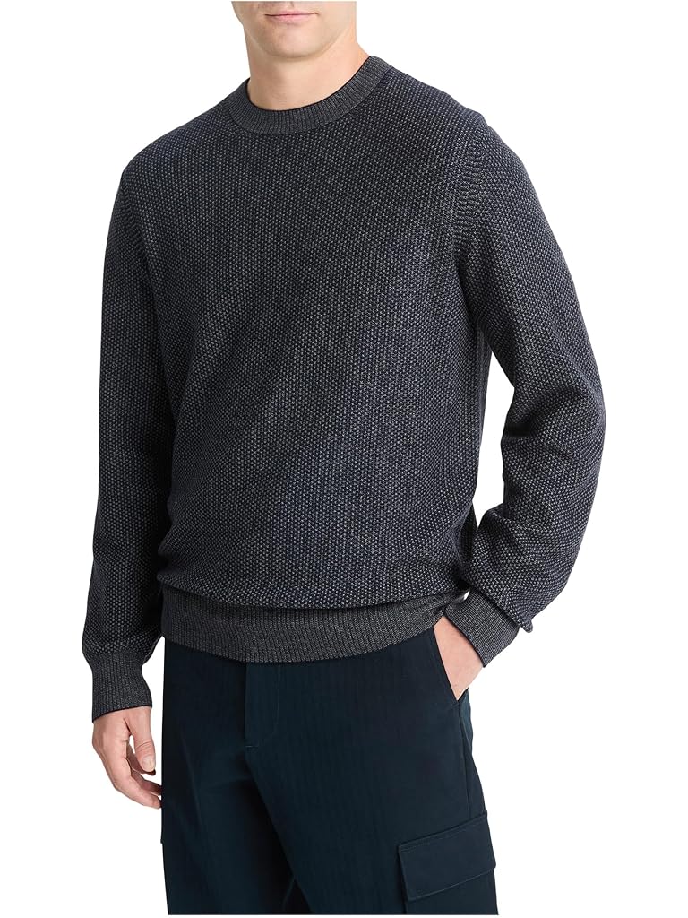 Gray Vince Geo Jacquard Long Sleeve Crew