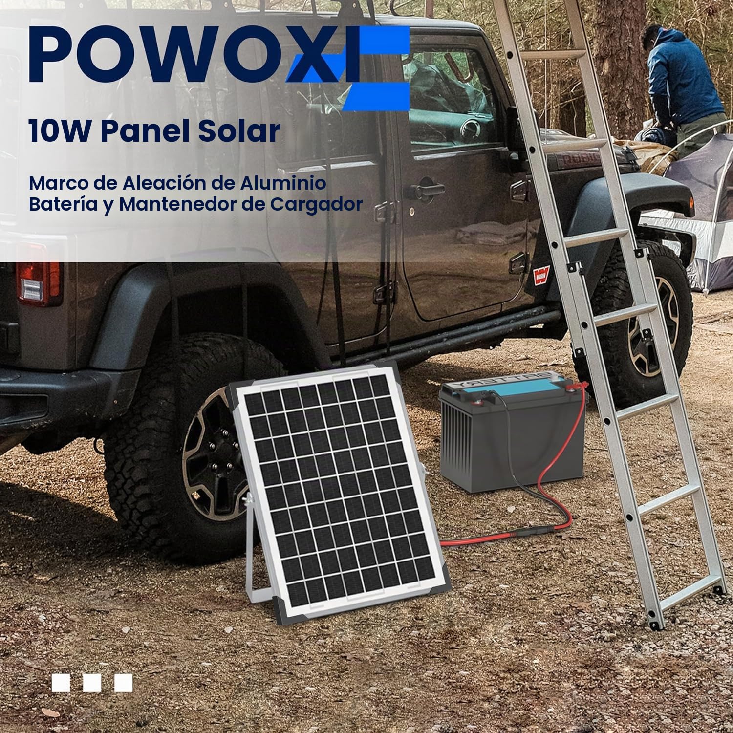POWOXI 10W Solar Panel，12V Solar Panel Charger Kit + 8A Controller， Adecuado para Automóvil, Motocicleta, Barco, ATV, Marina, RV, Remolque, Powersports, Motos de Nieve, etc.. Varias baterías de 12V.