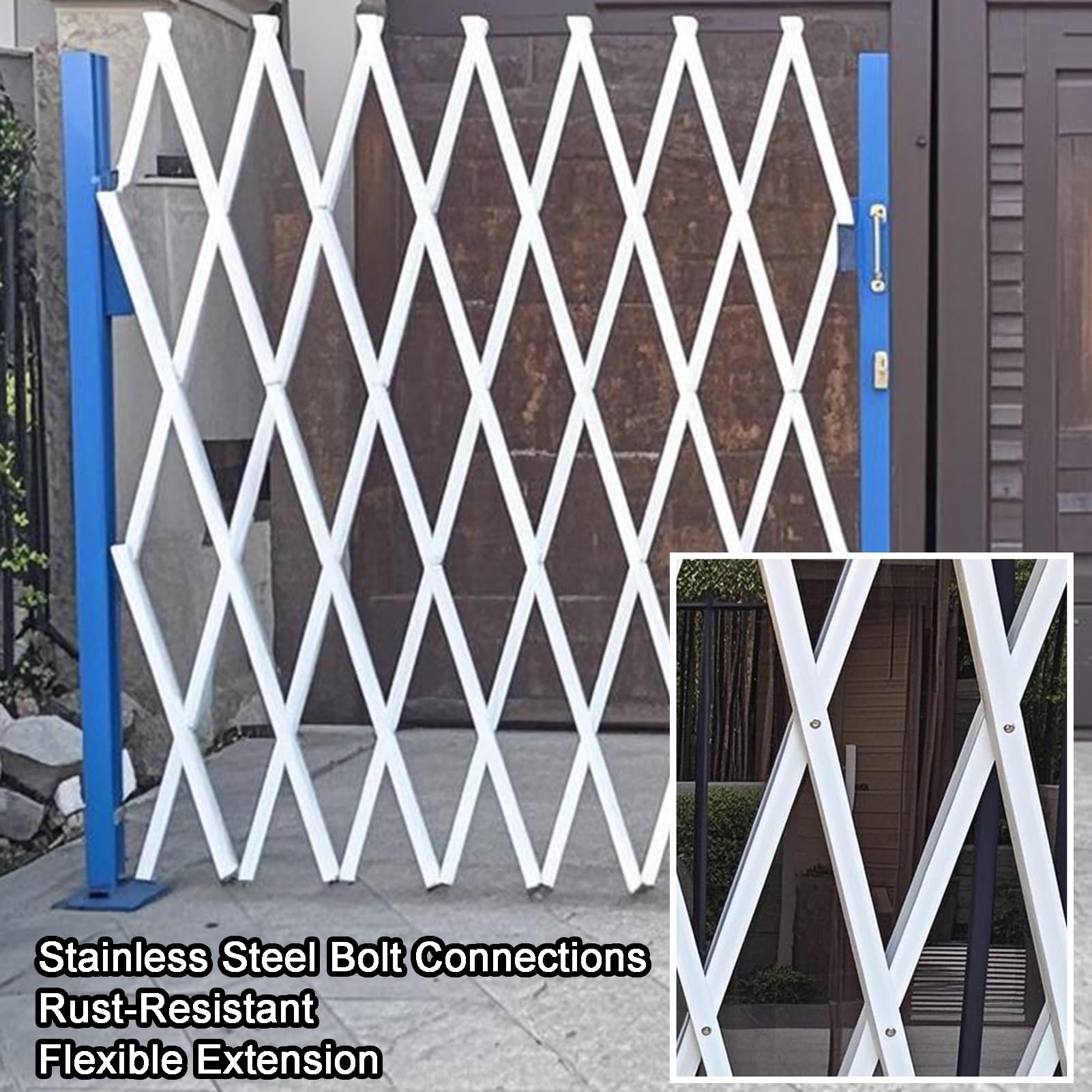 Puerta retráctil – Puerta de tijera plegable para escuelas y almacenes, puerta de acordeón portátil con ruedas, barrera de seguridad ajustable y solución de control de acceso