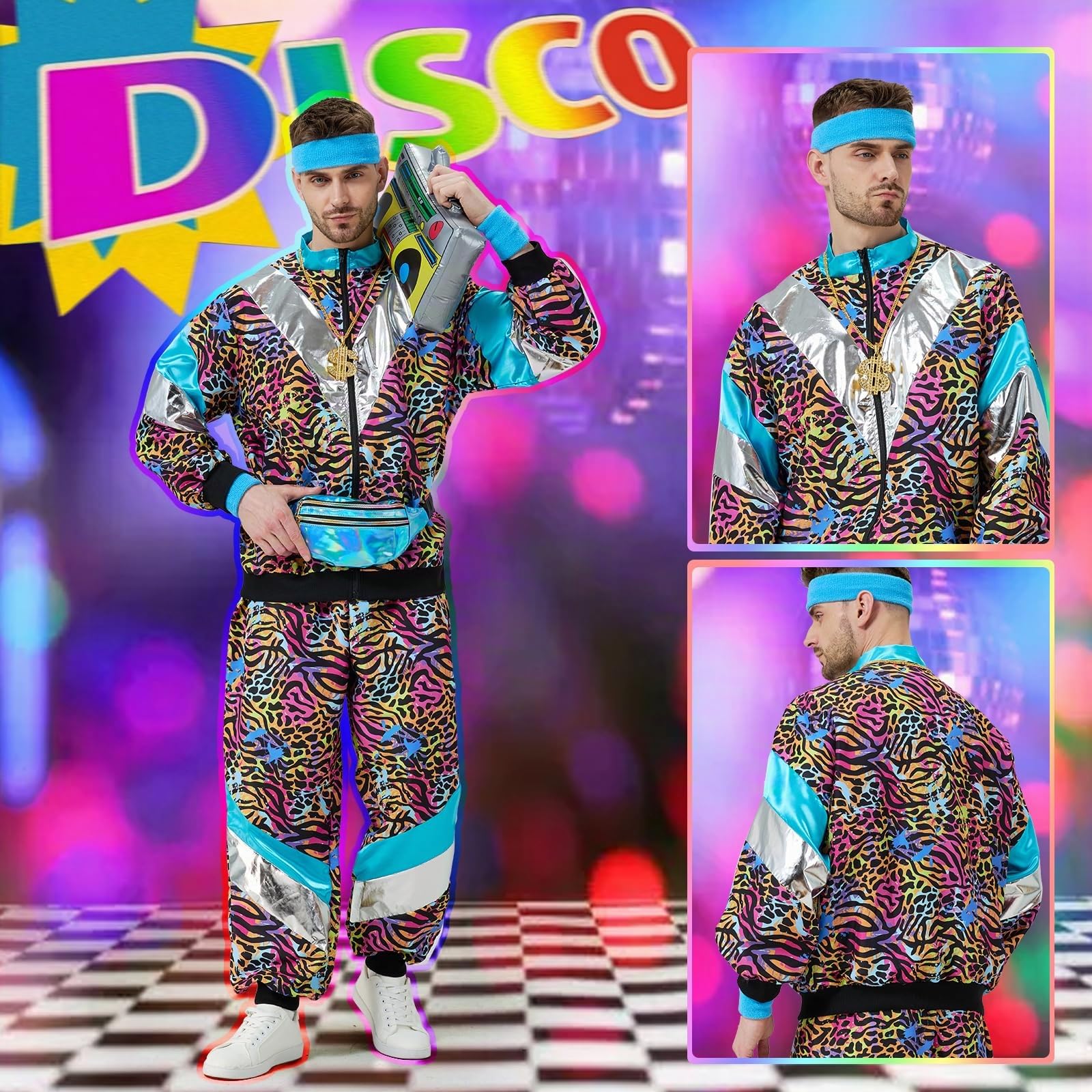 Ropa de los años 80 y 90 para hombres y mujeres, ropa deportiva de los años 80, ropa deportiva retro para hombres y mujeres, Carnaval de ropa discoteca retro