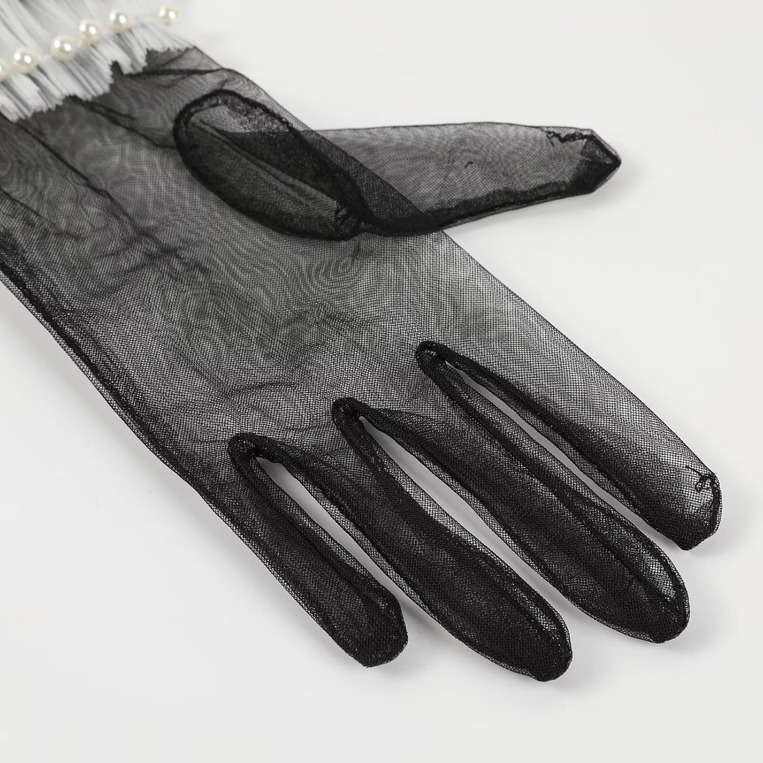 Women's Short Lace Floral Gloves Sheer Mesh Tulle Wrist Length Wedding Bridal Opera Tea Party Gloves - Image 5