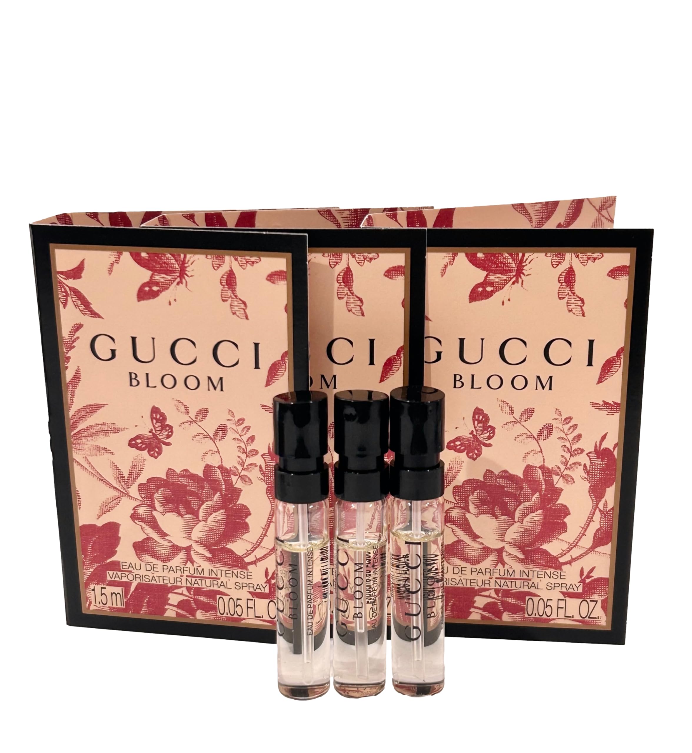 Gucci Bloom INTENSE Sample Perfume Women EDP Spray 1.5 ml / 0.05 oz - set of 3