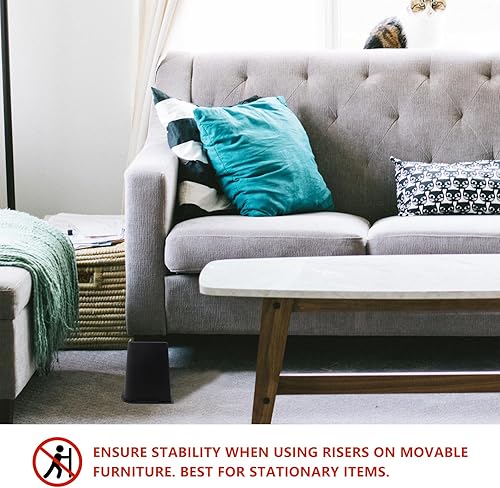 Miniatura 7 de HANIHUA Paquete de 4 elevadores de cama de gran tamaño de 6 pulgadas, resistentes, elevadores de muebles, elevadores de cama negros para mesa, sofá,