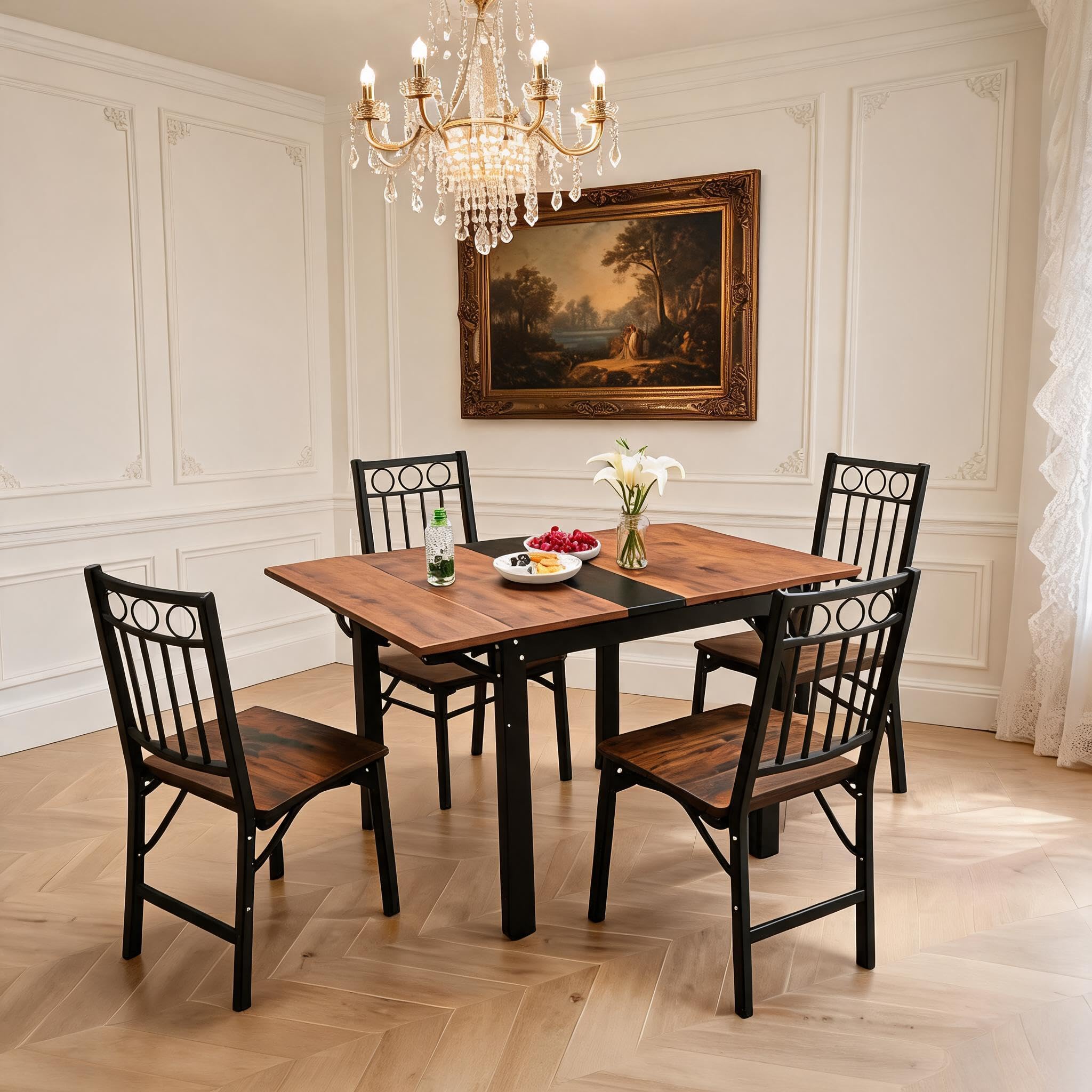 HAUSPROFI Esstisch, Ausziehbarer Küchentisch, 120 x 78 x75 cm, Esszimmertisch für 4 Personen, Tisch Wohnzimmer, Schreibtisch, für Esszimmer, Küche, Industrie-Design