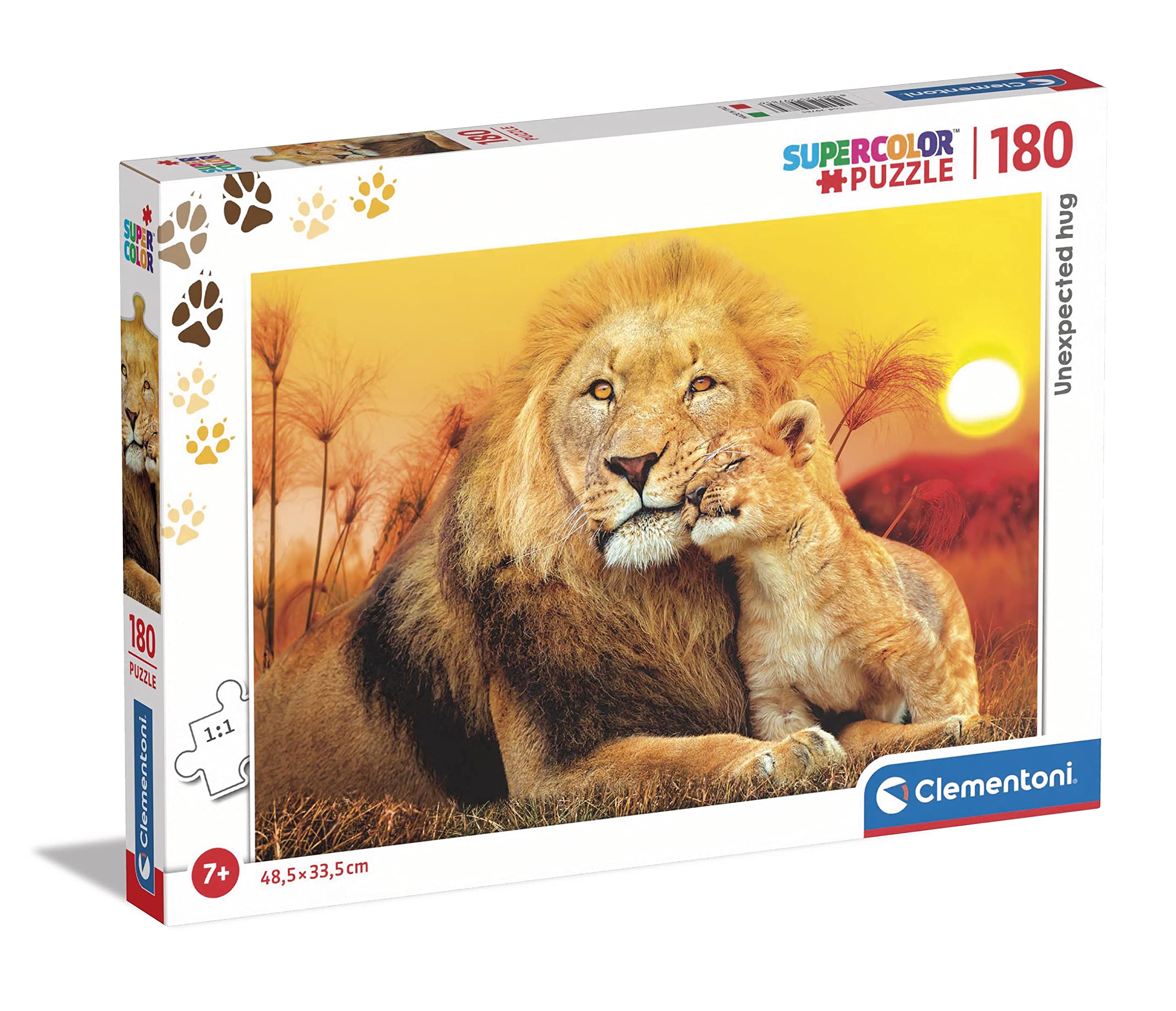 Clementoni - 29785 - Supercolor Puzzle - Unexpected Hug - Puzzle 180 Teile Ab 7 Jahren, Buntes Kinderpuzzle Mit Besonderer Leuchtkraft & Farbintensität, Geschicklichkeitsspiel Für Kinder