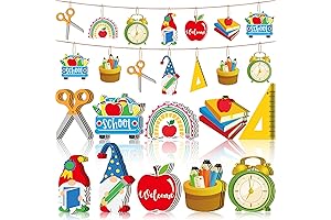 30-Piece Back-to-School Wooden Ornament Collection