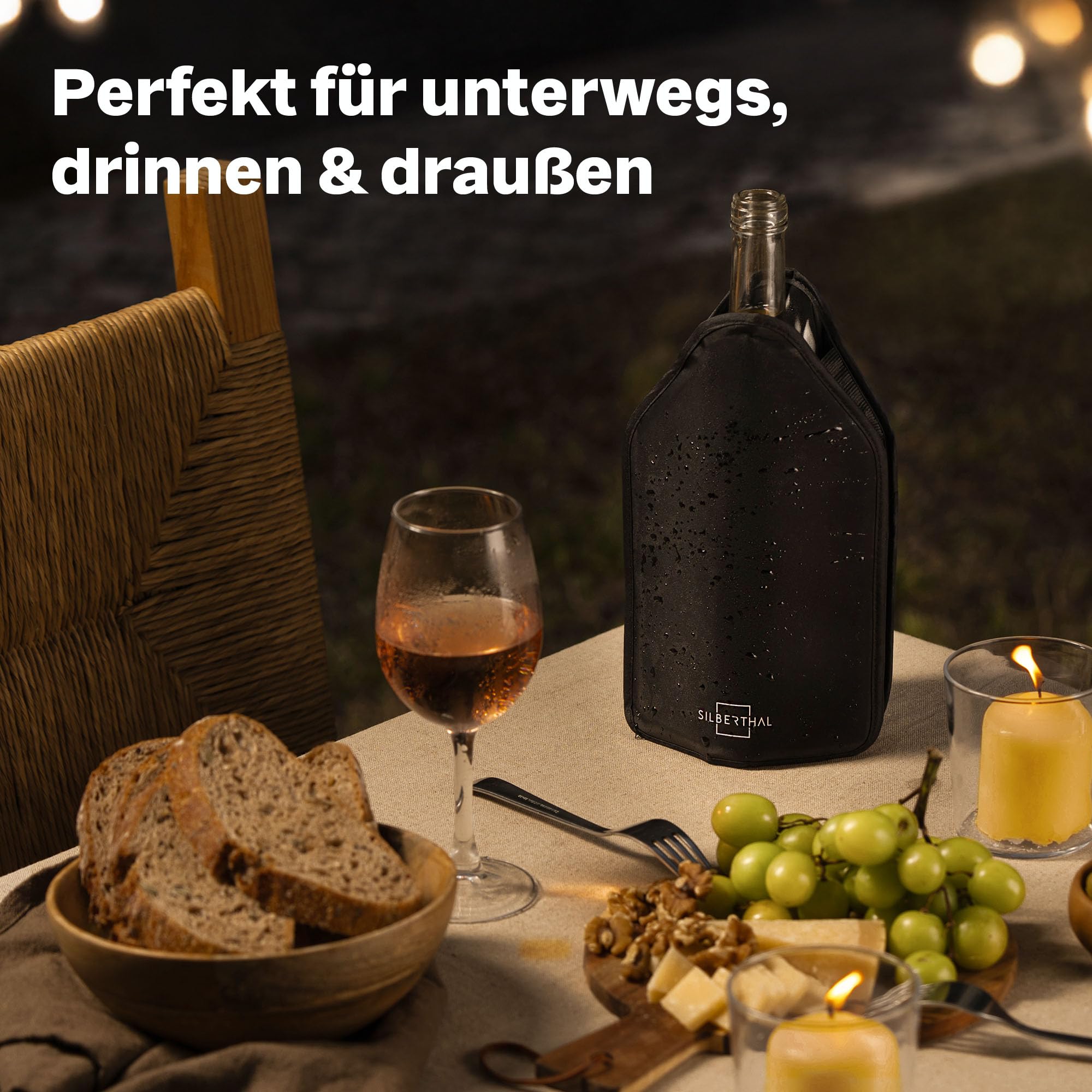 SILBERTHAL Weinmanschette für Flaschen 2er Set - Flaschenkühler für Wein, Sekt & Champagner - Kühlmanschette für unterwegs