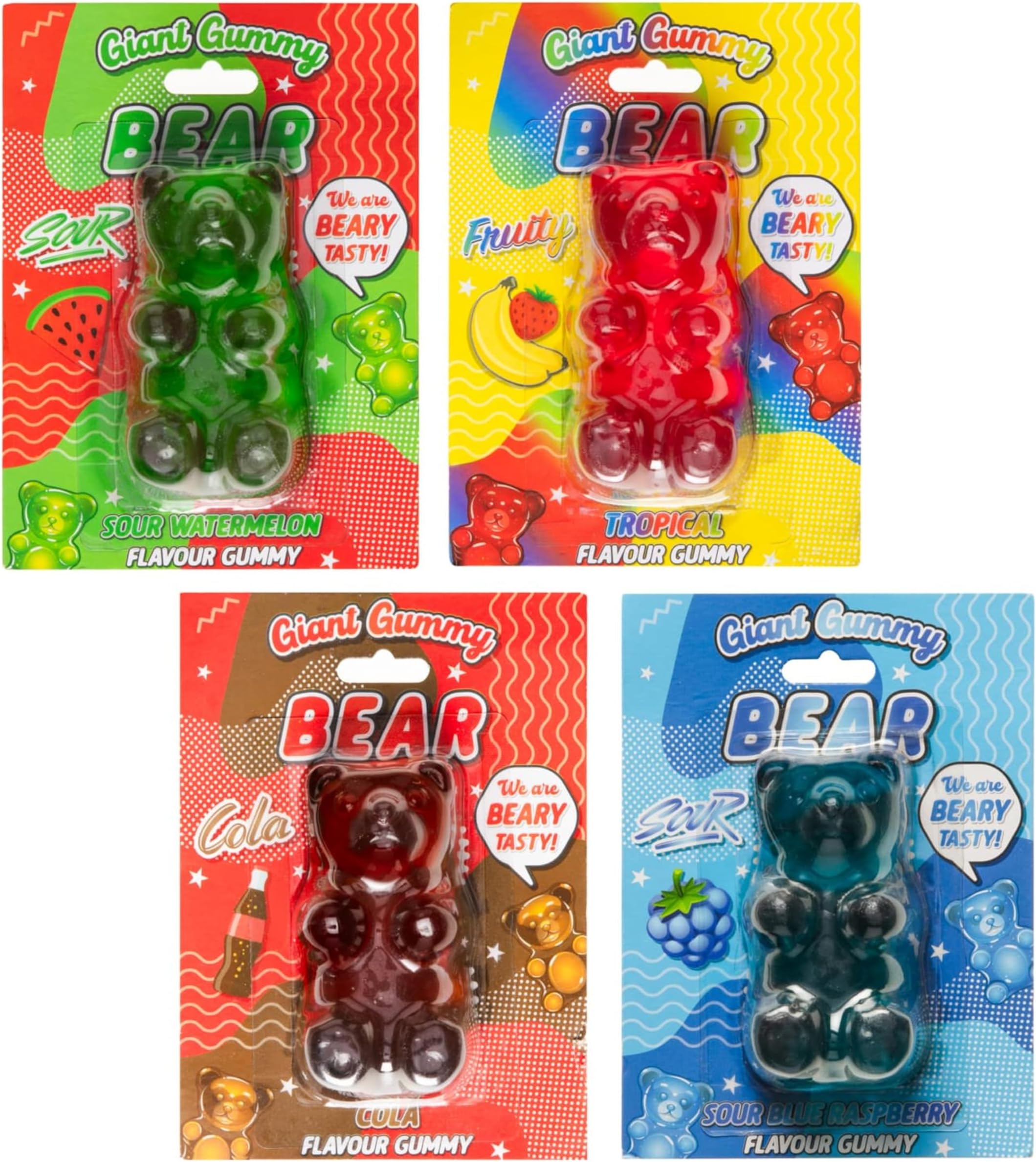 Giant Gummy Assorted Shaped & Flavoured Candy Jelly Xmas Stocking Filler Sweets (Giant Bear (PK Of 4))
