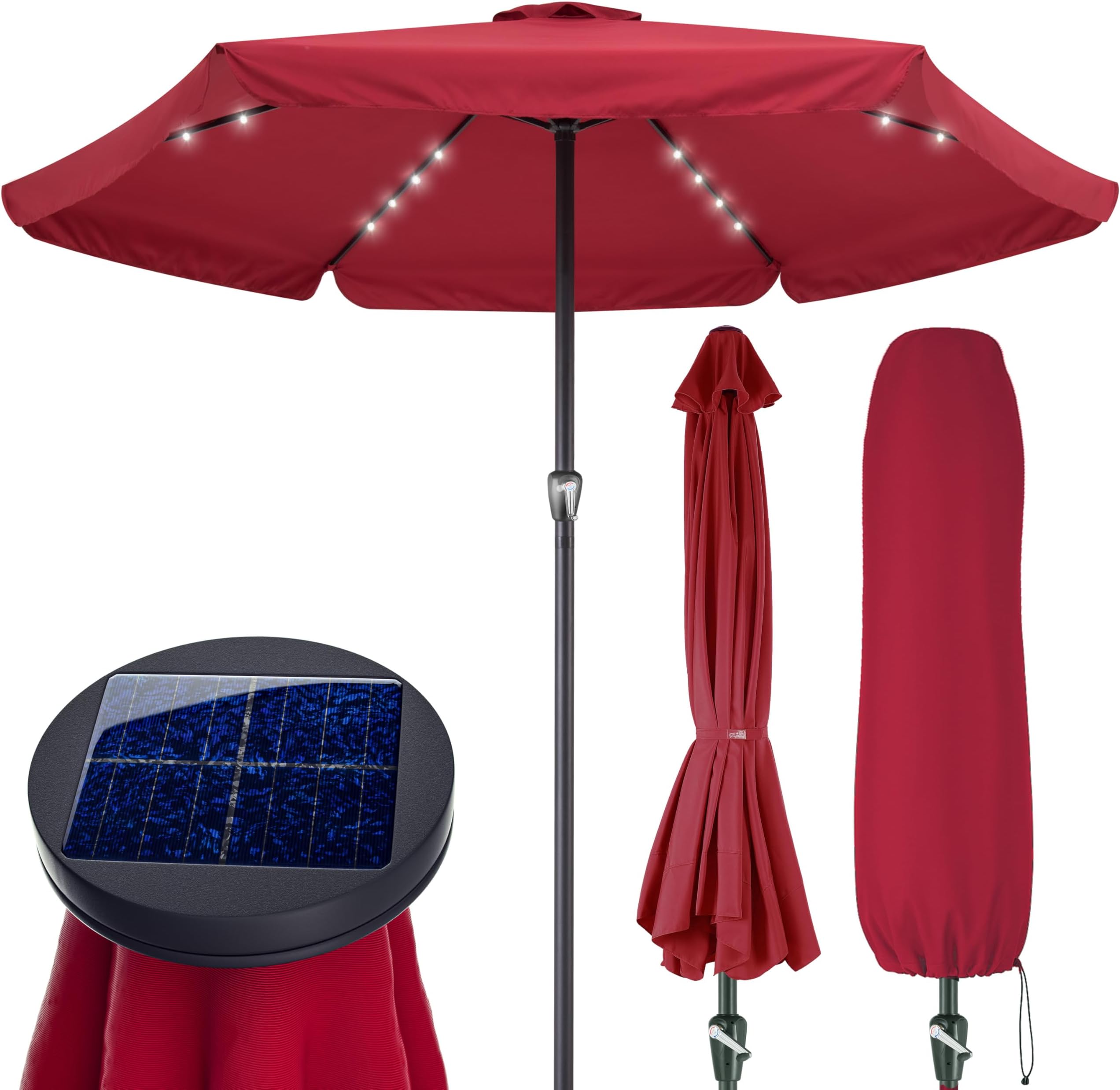 Kingsleeve® Maui 3.3m Aluminium Garden Parasol with Cover | UV 80+ Protection | 330cm Patio Umbrella with Crank Handle And Tilt | Large Sun Shade Canopy | Deck Lawn Outdoor