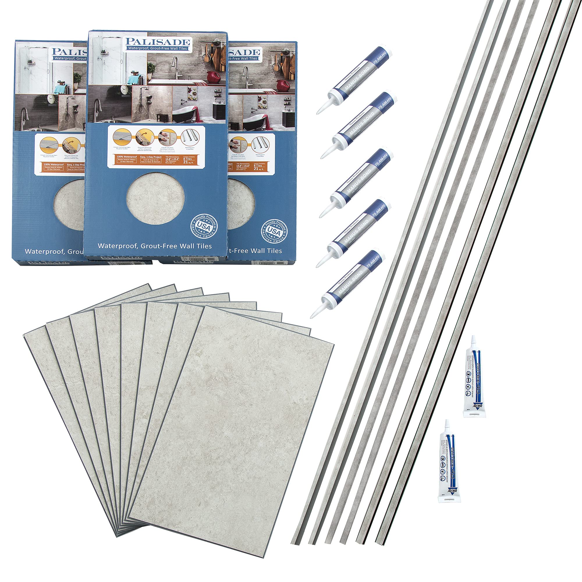 Buy Palisade 25.6 in. x 14.8 in. Tile Shower and Tub Surround Kit in