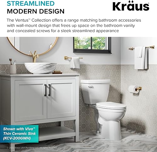 Miniatura 7 de Kraus Ventus KEA-17745BG - Estante de baño de vidrio con riel, acabado dorado cepillado, acabado dorado