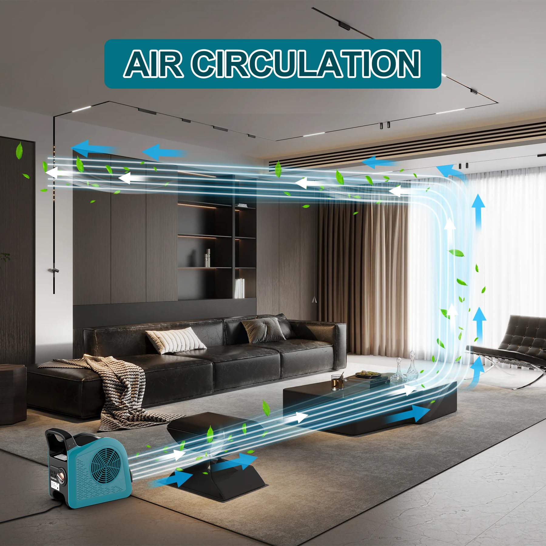 Ventilador de secado de suelo de alta velocidad para enfriar, ventilador de 355 CFM para el lugar de trabajo y el hogar, ventiladores industriales portátiles de 3 velocidades para garaje