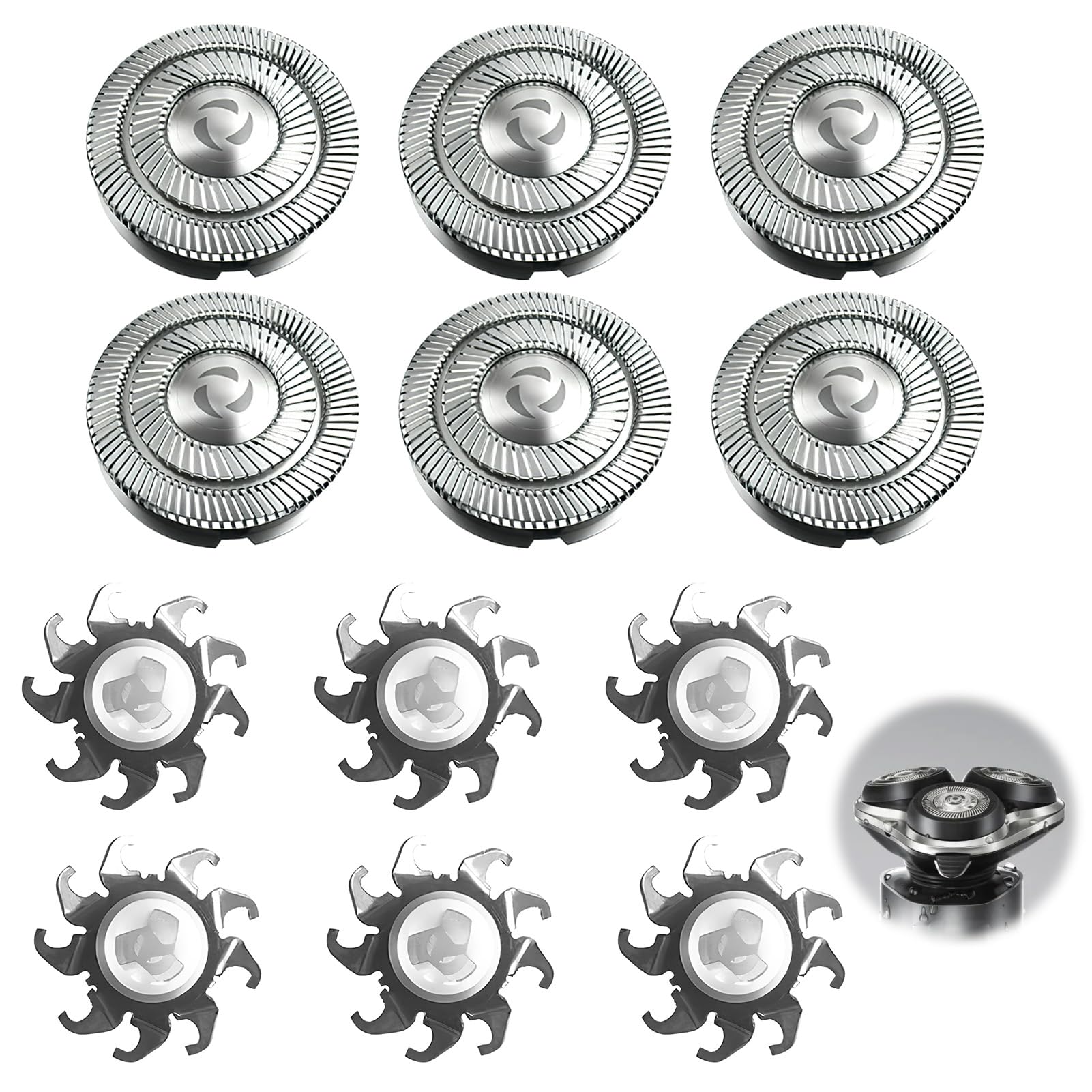 FR8 Cabezales de Afeitadora de Repuesto, Pack de 6 Piezas para Series 1000, 2000, 3000, 5000, AT, PT, HQ, FS Afeitado Suave y Preciso, Accesorios Lavables y Duraderos, No original