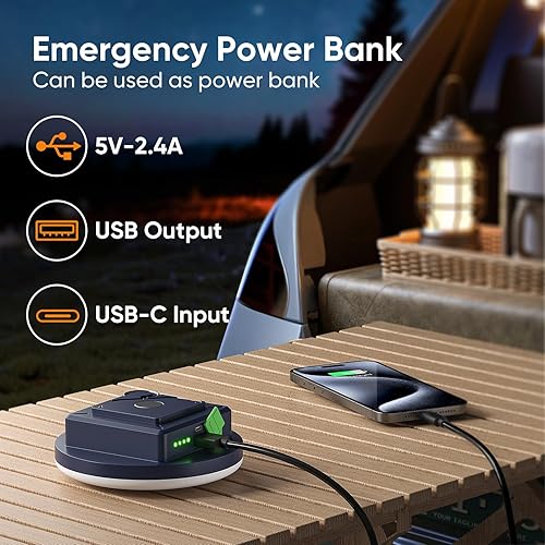 Miniatura 3 de Eventek Luces de campamento de 12000 mAh, linterna LED ultra brillante con 4 modos y magnética, IPX5 impermeable, recargable, luces de tienda de