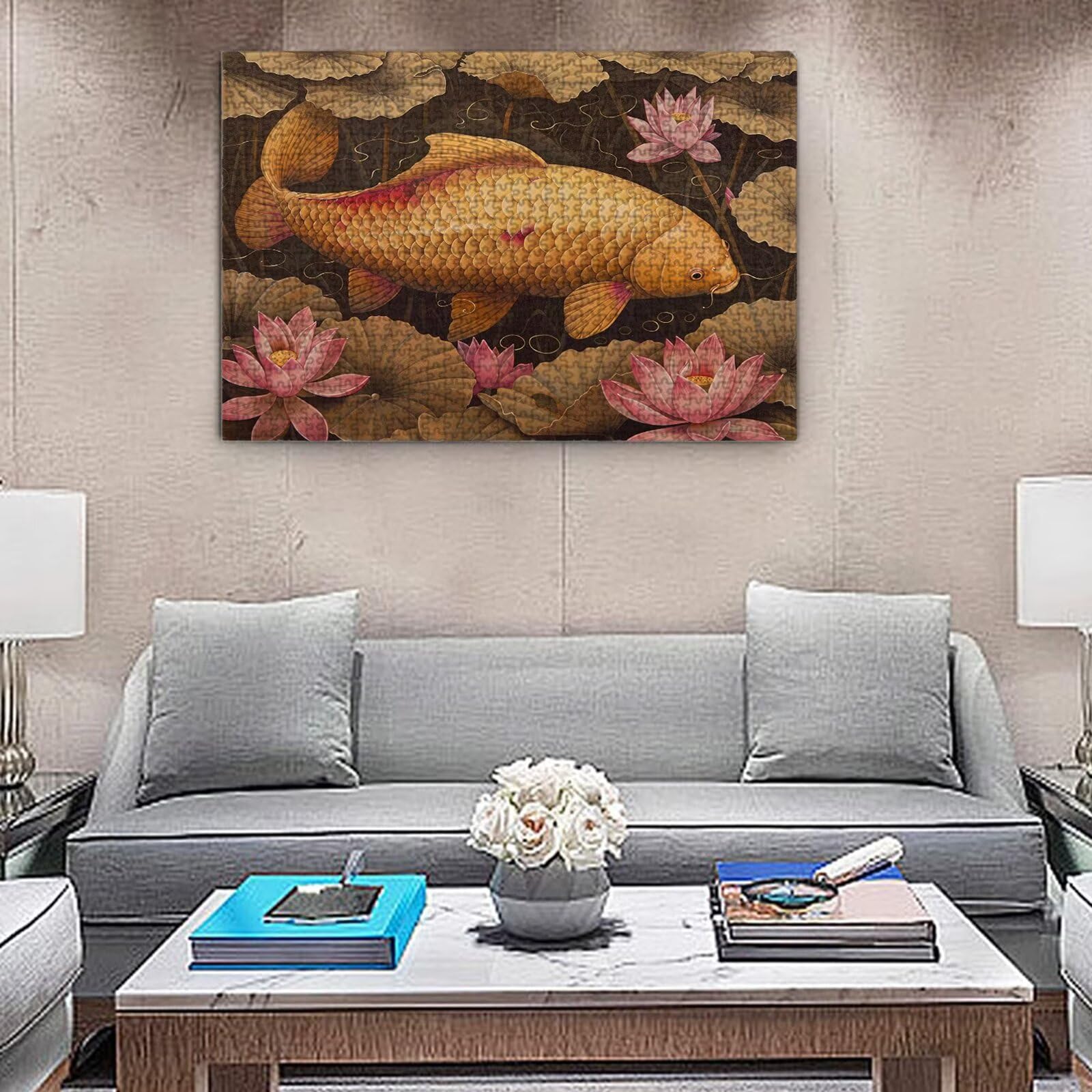 Puzzle dla dorosłych, 3000 sztuk, trudne drewniane puzzle, gra, gra logiczna, gra ręczna, dekoracja rodzinna, kreatywna rozrywka, prezent 81 x 122 cm karp Koi zwierzę K0F-356