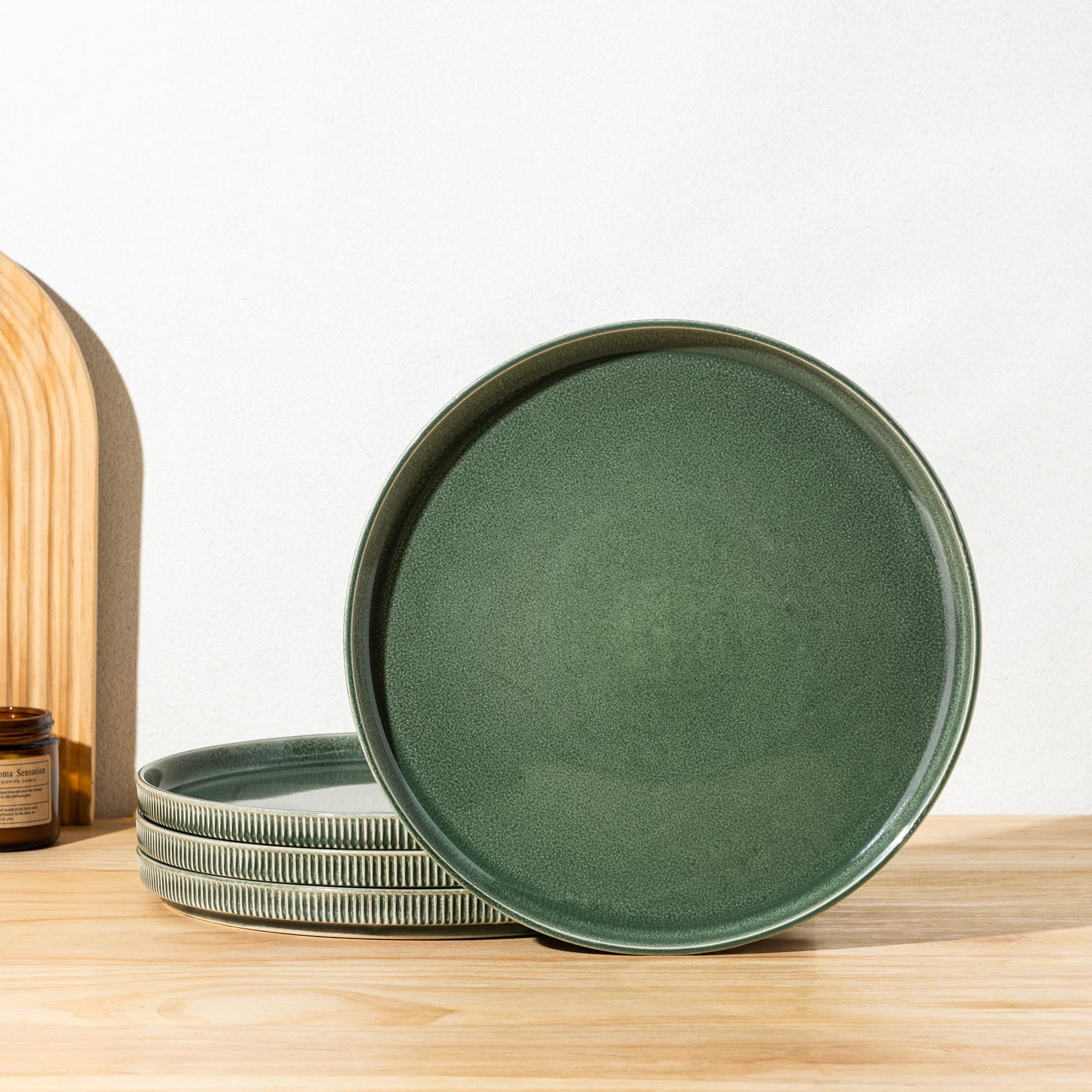 GBhome Stoneware Breakfast and Dessert Plates Set of 4-16 cm Scratch Resistant Ceramic Side Plate, Dishwasher and Microwave Safe, Salad/Small Plates-Evergreen — image 1