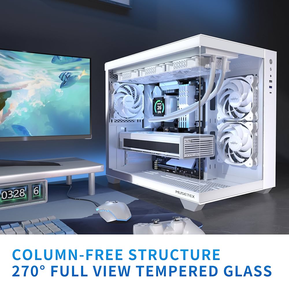 KEDIERS PC CASE ATX 9 PWM ARGB Fans Pre-Installed, Mid