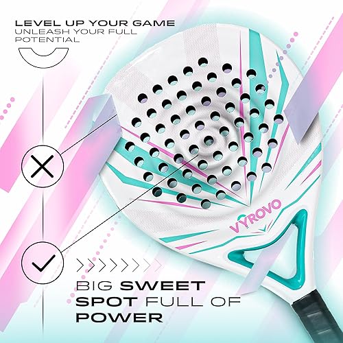 Miniatura 3 de Carbon Halo EVA Soft Core Raqueta de pádel de forma redonda (1.496 in) Con una fibra de carbono Equilibrado perfecto para comodidad y potencia