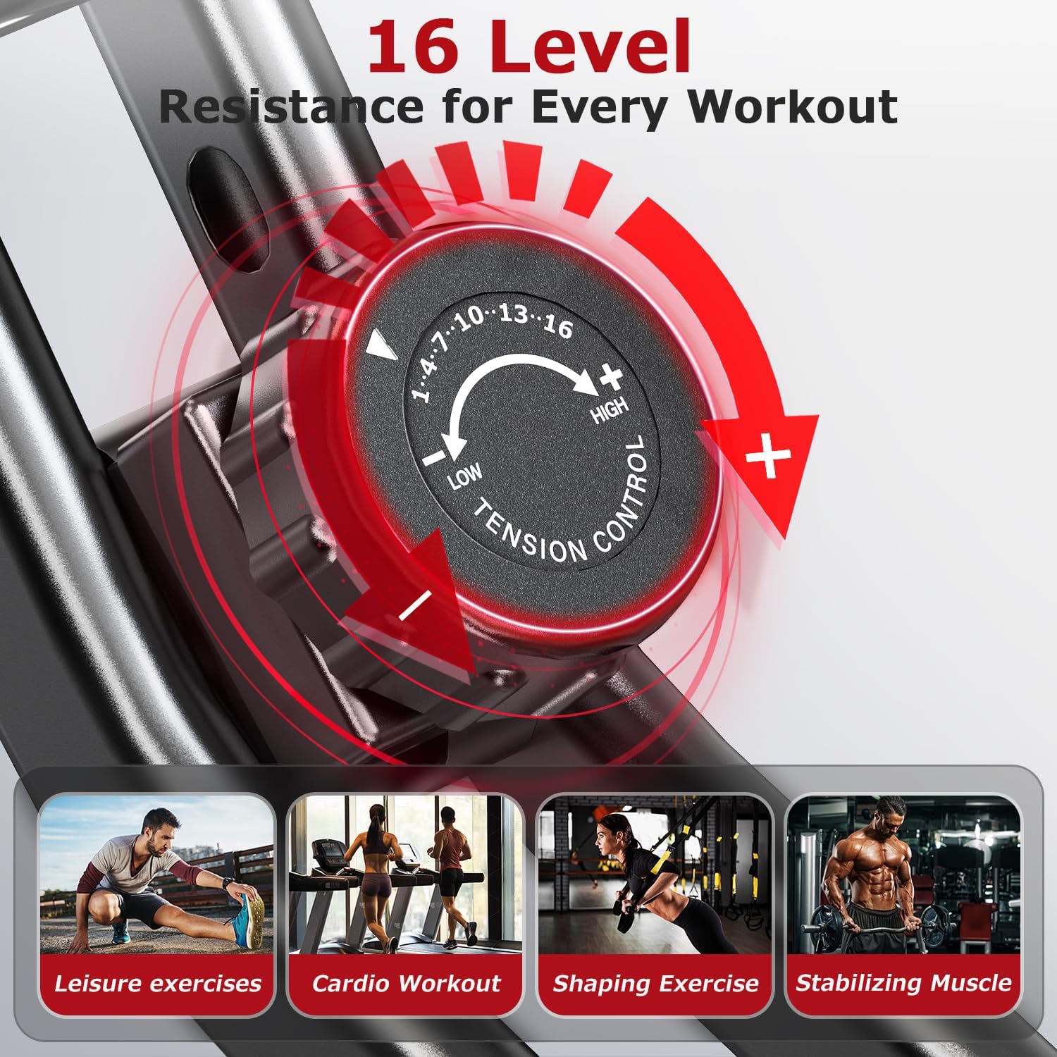 Close-up of the 16-level magnetic resistance knob on the vannect exercise bike.