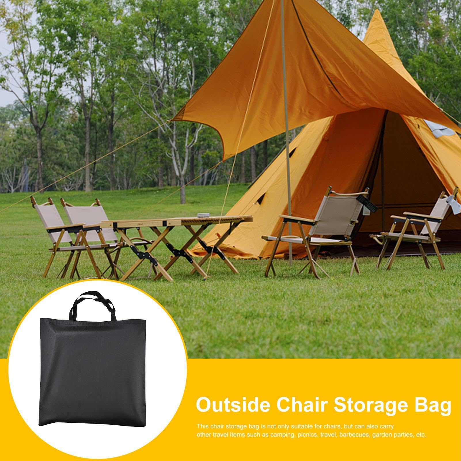 Sac de transport pour chaise pliante, sac de rangement extérieur, 60 x 62 cm, tissu Oxford 600D, bretelles réglables, étui de transport pour chaise de pique-nique pour randonnée, camping, utilisation