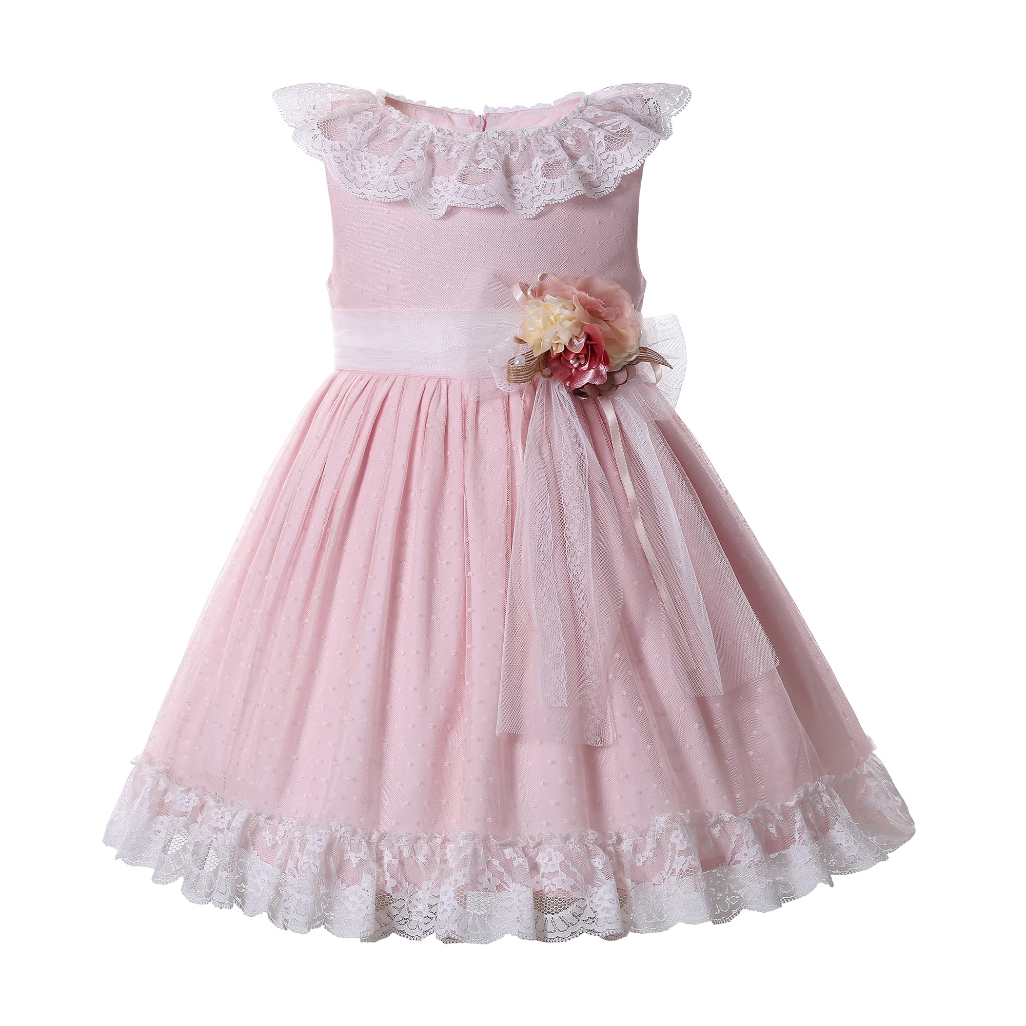 Niñas Verano Dulce Rosa Encaje Ruffle Ropa Tamaño 2 3 4 5 6 8 10 Niño Lindo Vestidos de Moda de Vacaciones