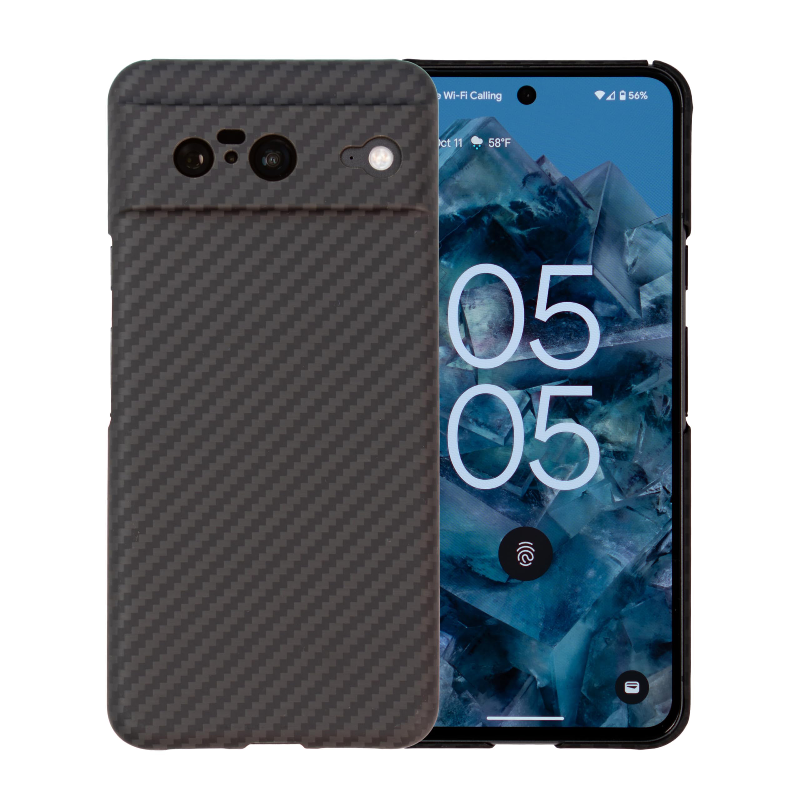 Aramid Fiber Case for Google Pixel 8 with Carbon Fiber Texture, Super Slim Protective Cover Skin, Soft Touch Sturdy Durable Case, Snap-on Back Cover Wireless Charging Friendly