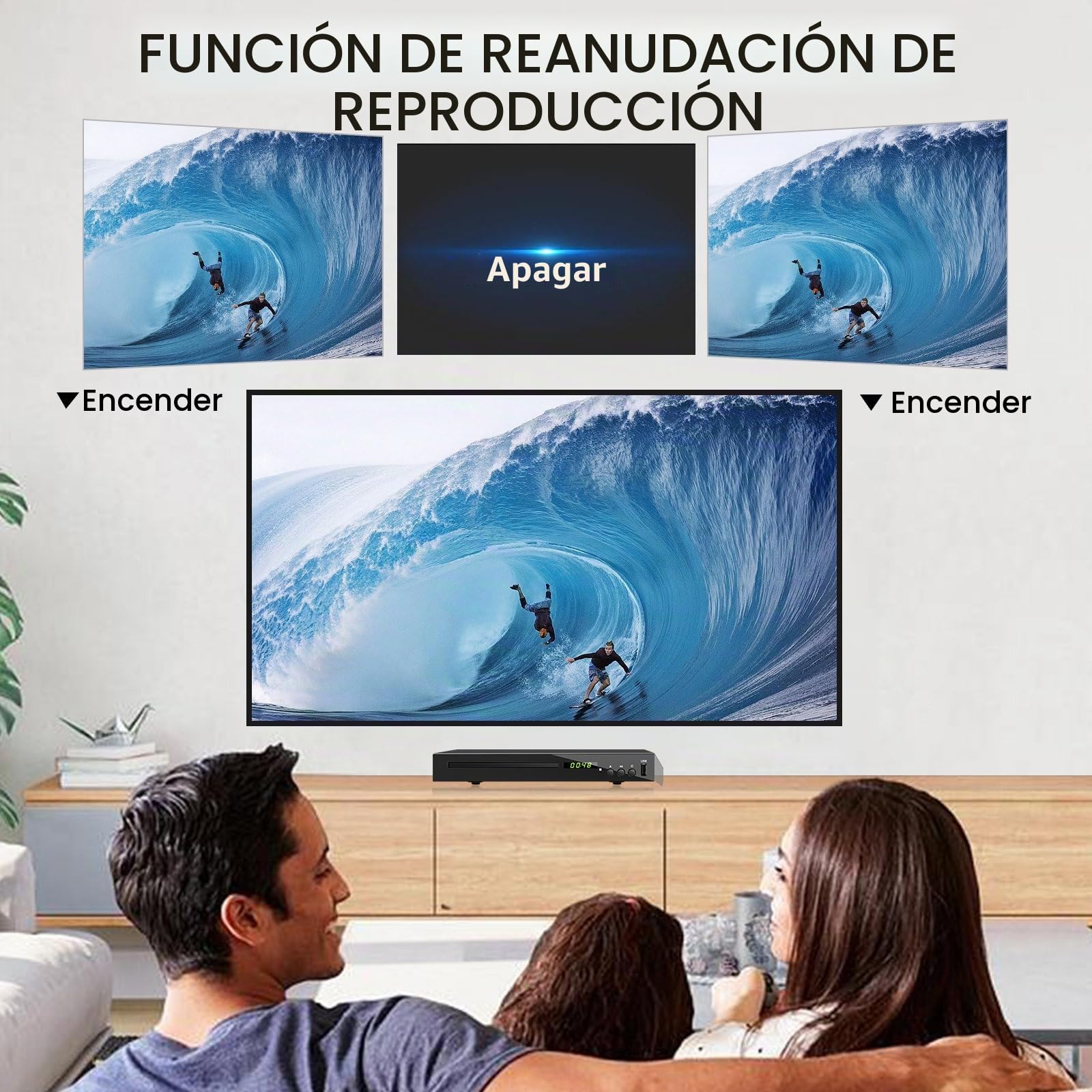 Reproductor de BLU Ray HD para TV, Reproductor de DVD/CD/BLU-Ray, Reproduce Discos BLU-Ray de Región 2, Reproductor de CD/DVD sin Región 1080P para el Hogar con Entrada USB y Salida Coaxial AV HDMI