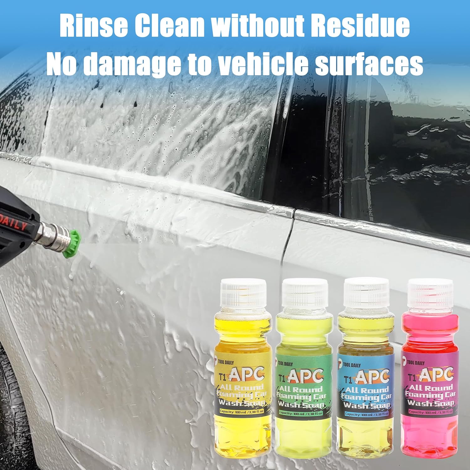 Tool Daily All-Round Foaming Car Wash Soap, High-Foaming Concentrated Formula, Specialized Car Shampoo for Foam Cannon and Pressure Washer, 3.38 Fl Oz Each (Pack of 20)
