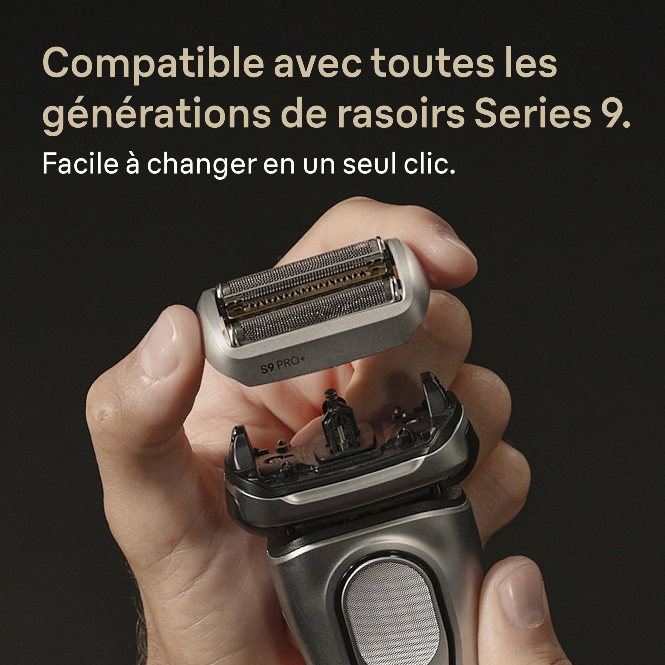 Braun Tête De Rasoir Electrique Homme Series 9 PRO + 96M Noire, ORIGINALE, Remplacement De La Grille Pour Un Rasage De Près, Lames Ultra Fines, Elément De Rechange OFFICIEL