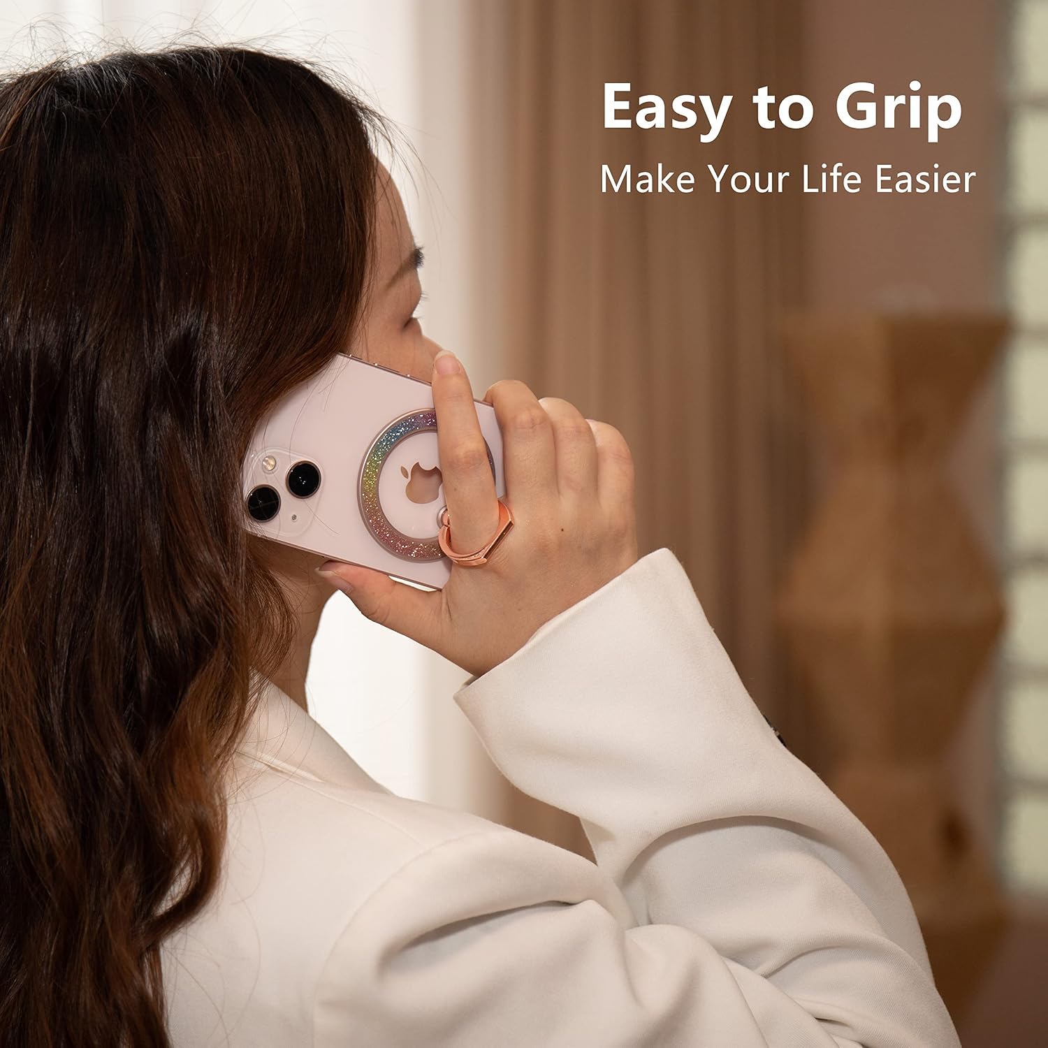 Mindsky Magnetic Phone Ring Holder for iPhone 14 13 12 Magsafe Accessories Adjustable Finger Phone Ring Grip【Removable When Wireless Charging】