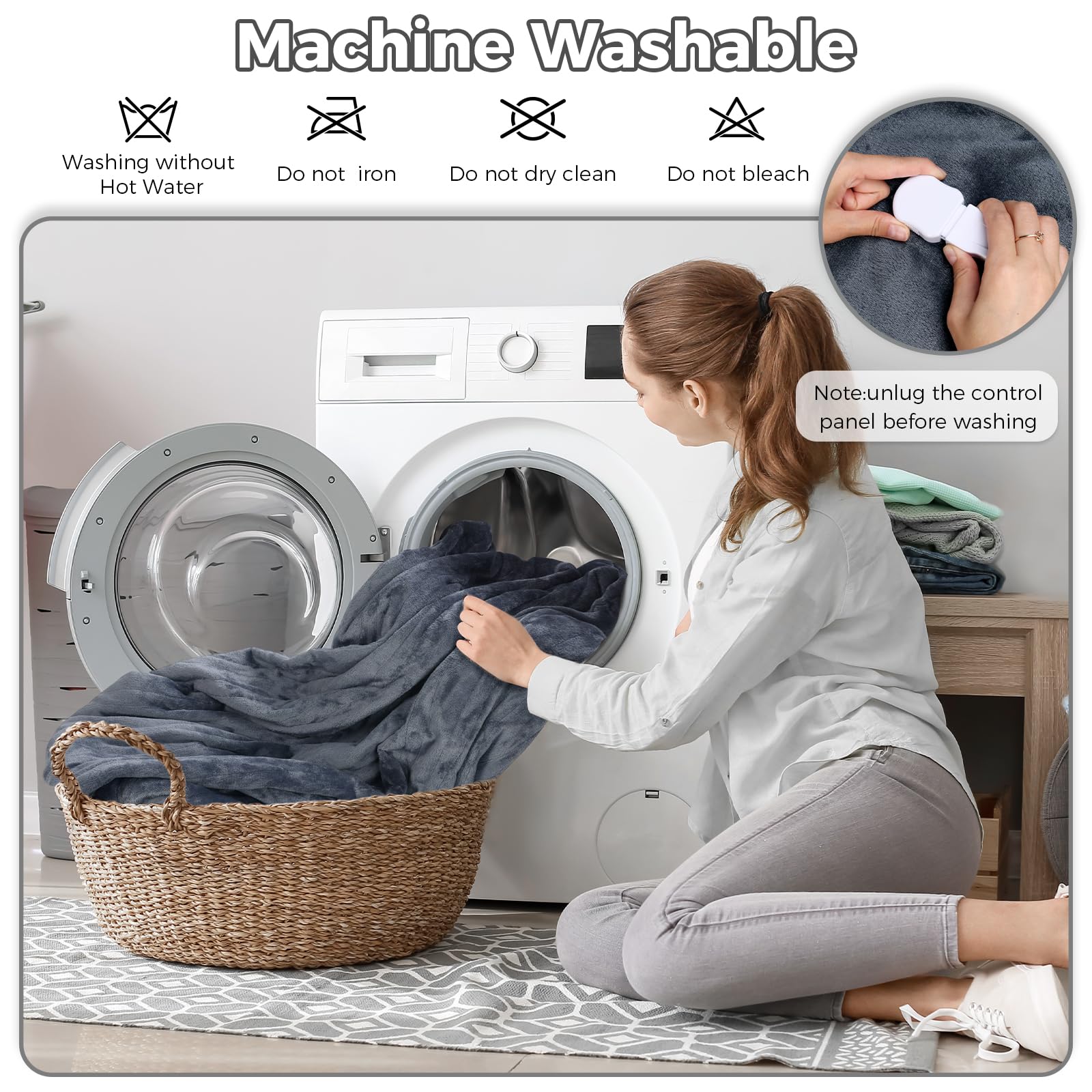 Elytsemoh Coperta Riscaldante Elettrica, Coperta Termica 160x150cm in Doppia Flanella, Lavabile in Lavatrice, Timer 9 Ore e 10 Impostazioni Di Calore Lavatrice, Per Divano, Letto, Ufficio