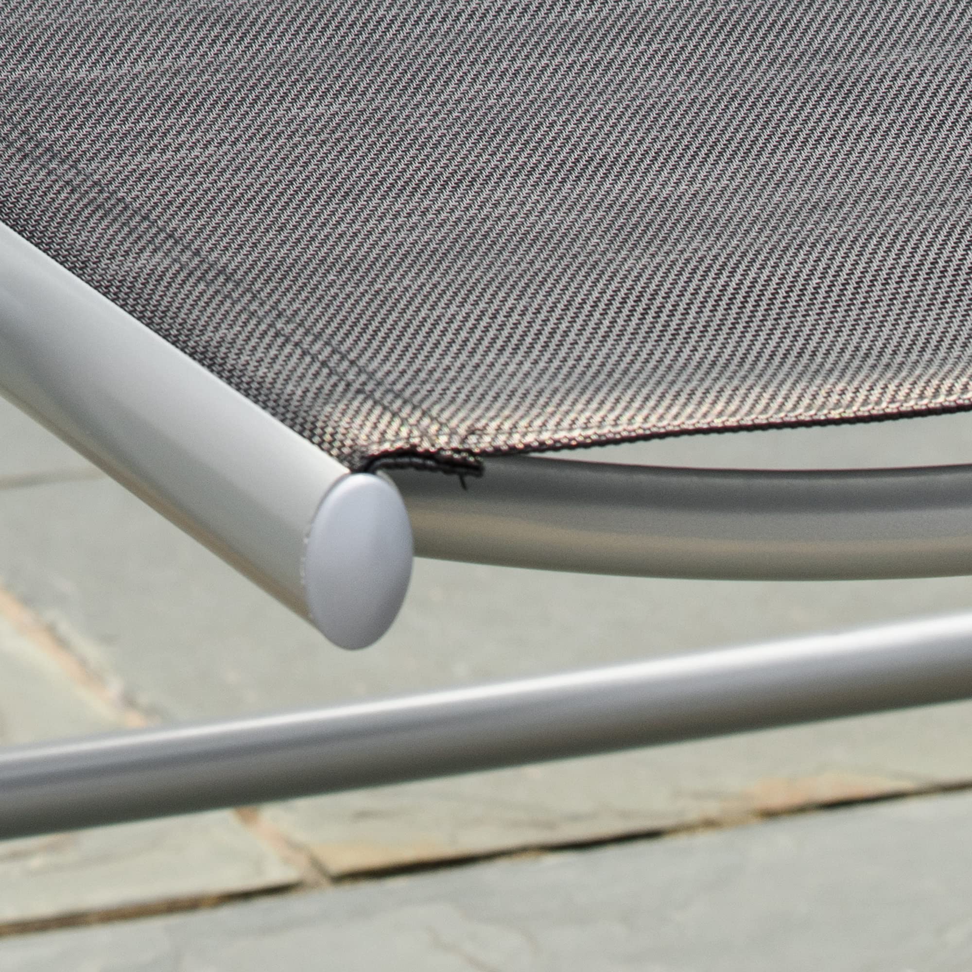 Outsunny Sedia da Giardino Pieghevole Alluminio Texteline Schienale Regolabile 7 Livelli Nero 65x55x85-105cm