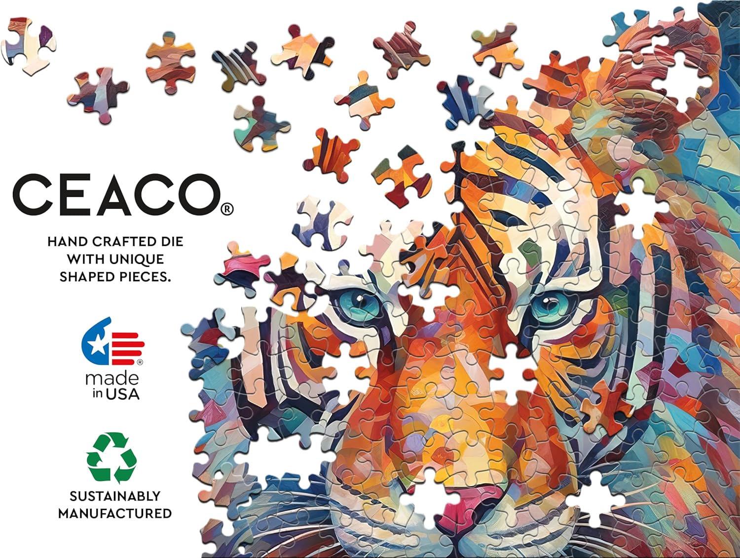 Ceaco – Tiger Colors - 300 Piece Jigsaw Space Saver Puzzle – Puzzles for Smaller Spaces and Surfaces