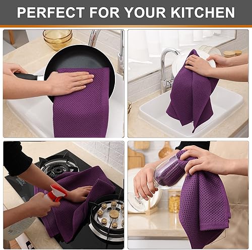 Miniatura 677 de Kitinjoy - Paños de cocina 100% algodón, paquete de 6 paños de cocina ultra suaves y absorbentes para secar platos, toallas de cocina de secado