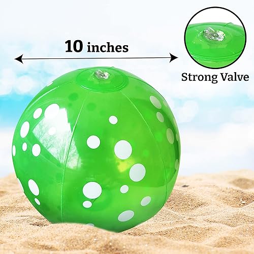 Miniatura 2 de Bolas de playa de colores neón con lunares para niños y adultos, 6 pelotas de playa en 6 colores, pelota de playa inflable de 9 pulgadas (paquete de