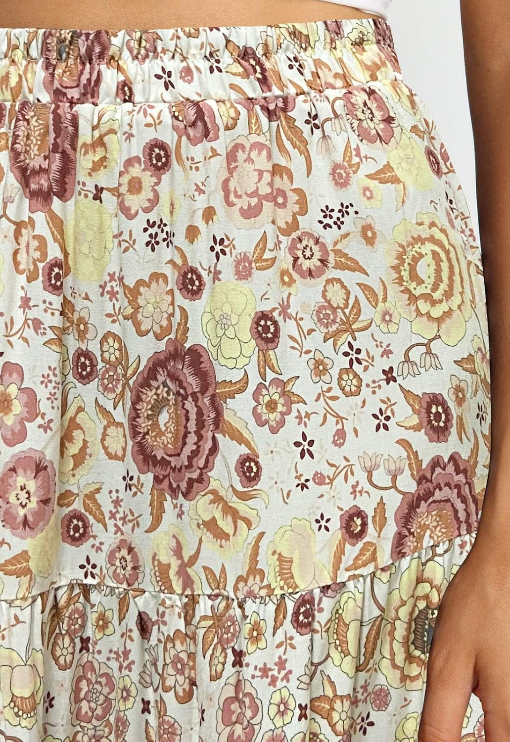 MEROKEETY Women's Boho Leopard Print Skirt Pleated A-Line Swing Midi Skirts