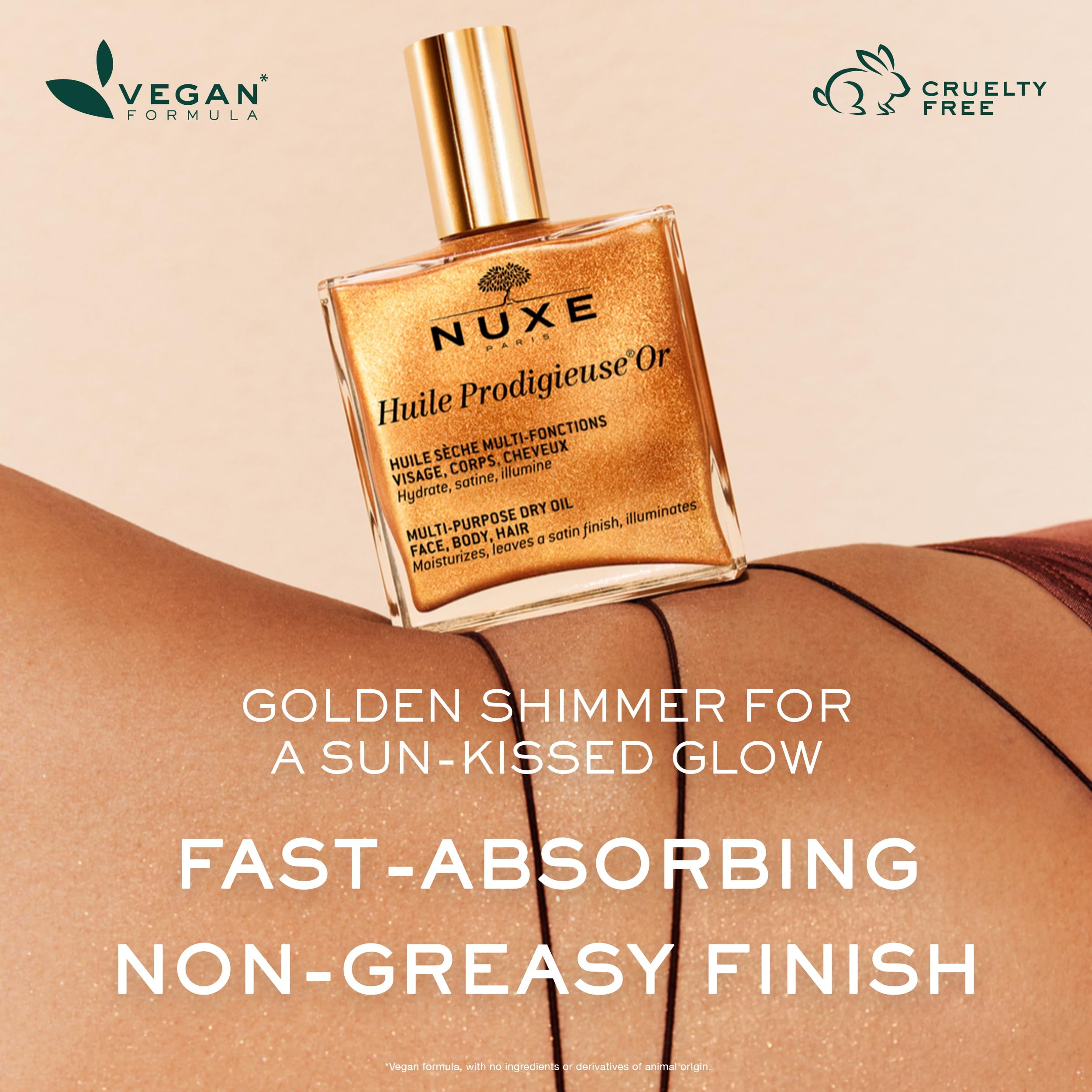 NUXE Olejek do ciała Huile Prodigieuse lub, 100 ml | Suchy olejek ze złotem, rozświetla i zmiękcza twarz, ciało i włosy, wielofunkcyjne odżywianie, wegańska formuła