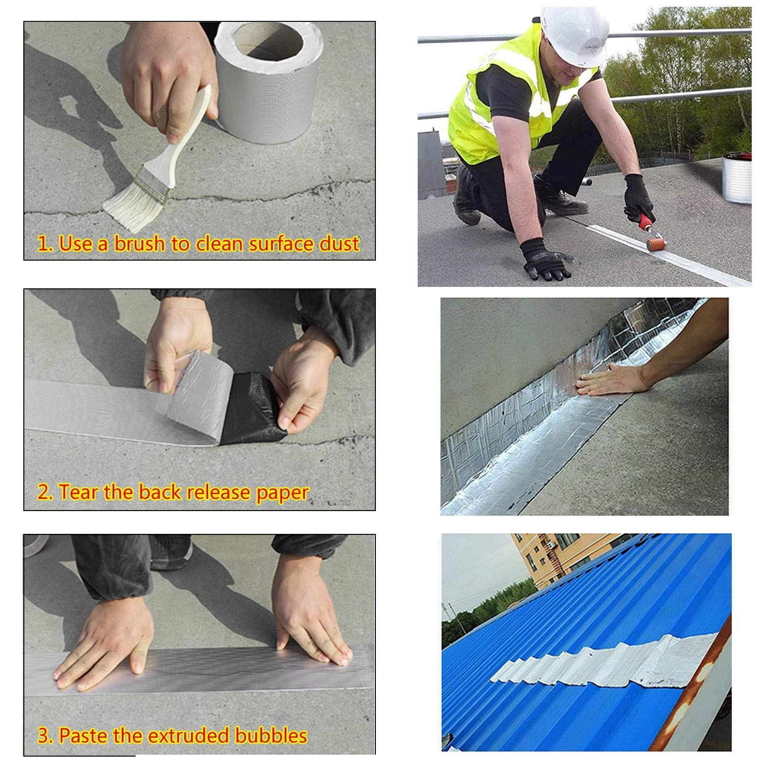 Cinta impermeable Cinta de sellado Cinta autoadhesiva impermeable: para reparación de tuberías, cinta a prueba de fugas, para techos, paredes, ventanas, cinta de reparación para todo tipo de clima, 1