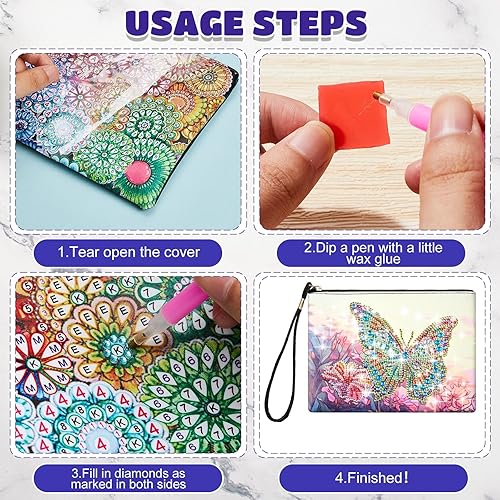 Miniatura 5 de Geyoga 2 unidades de monederos de pintura de diamantes 5D DIY diamante pintura bolso de mano arte diamante bolso de mano bolsa de mano para mujeres