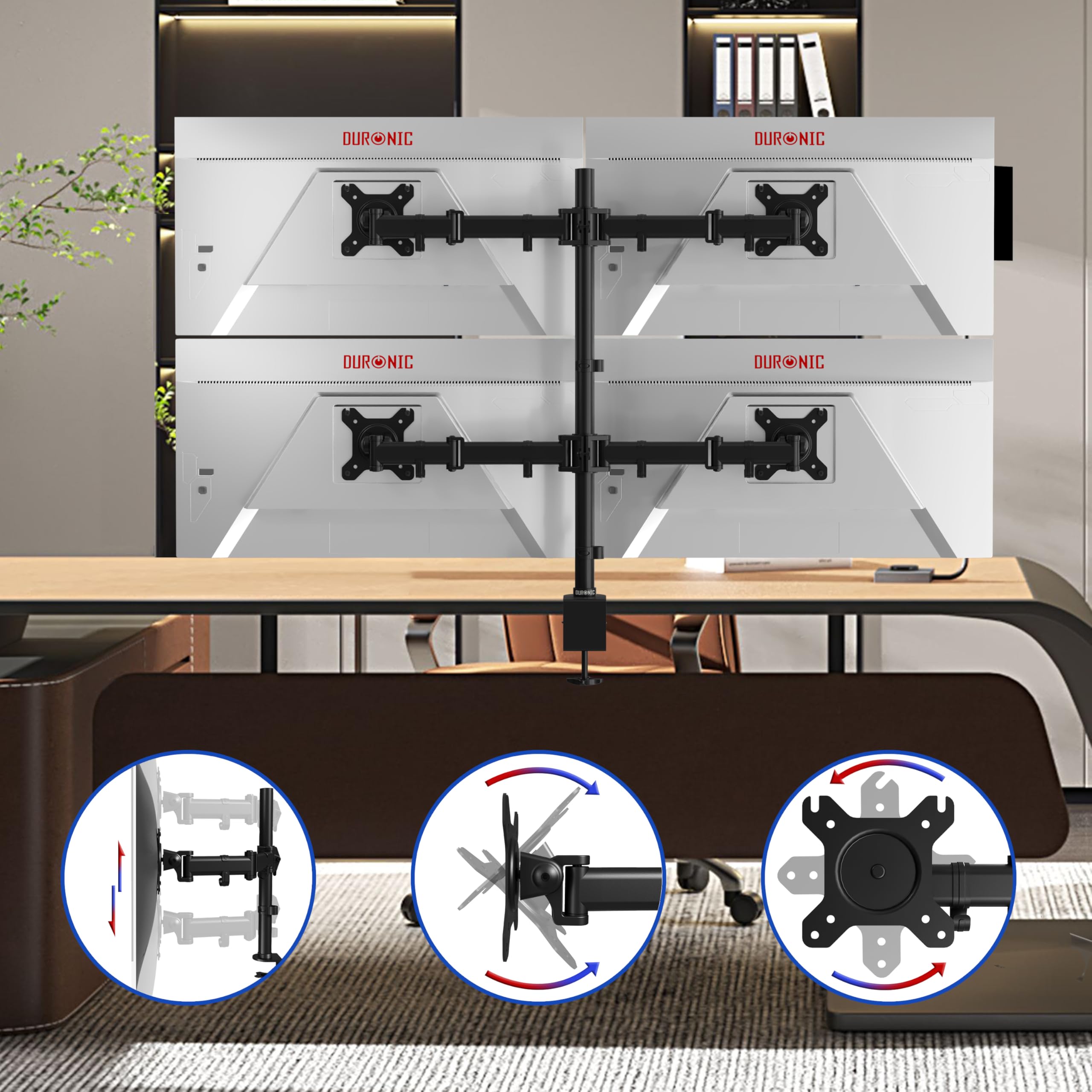Duronic DMT254 BK Soporte para 4 Monitores de 13-32", hasta 8kg, Regulable