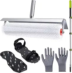 Kit de ferramentas de piso autonivelante com rolo cravado, ferramentas de piso epóxi, rolo de tinta, pontas de sapatos epóxi para pisos de concreto e cimento, conjunto de 4 peças (antiespumante